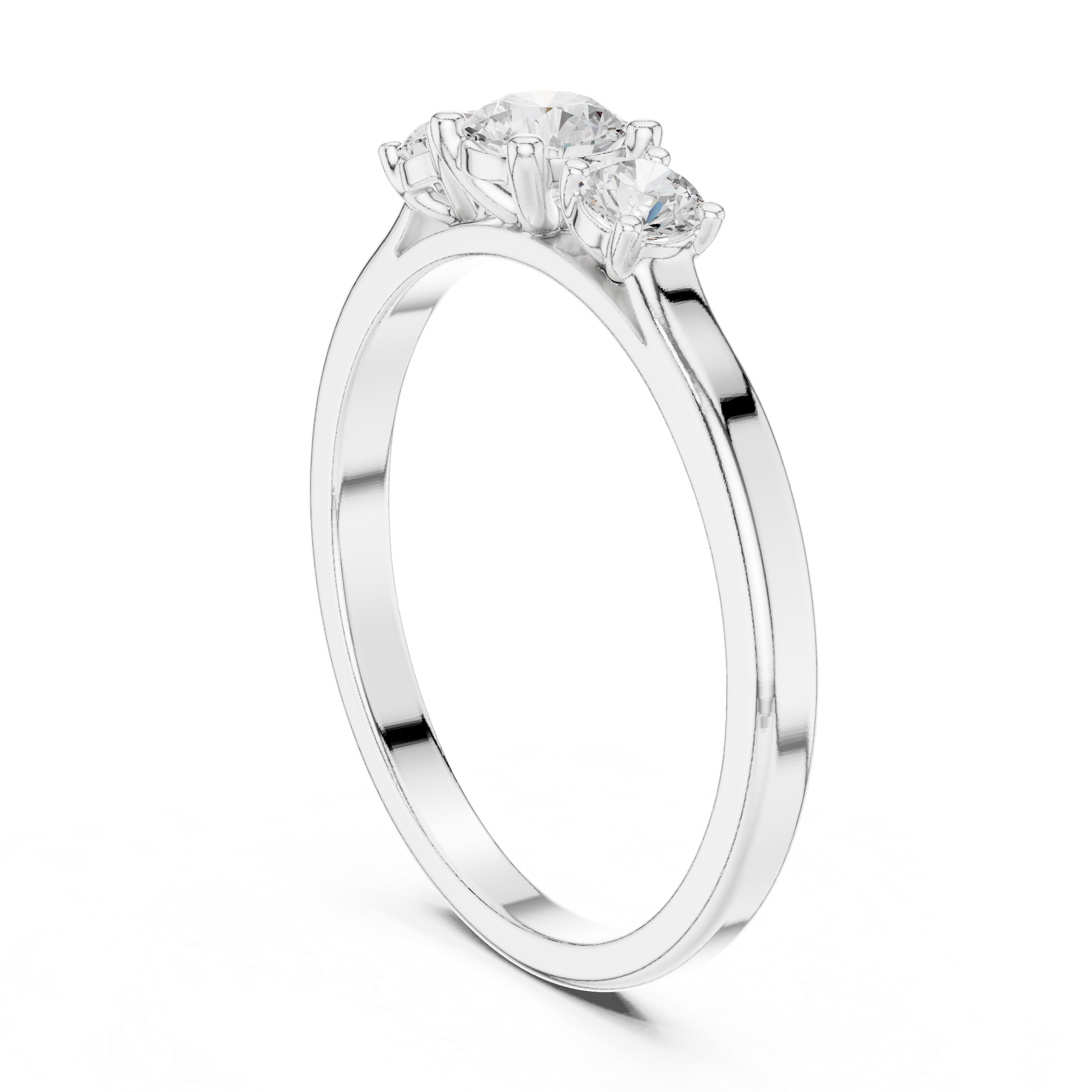 Classic Three Stone Diamond Engagement Ring – Round Brilliant Cut Trilogy Ring