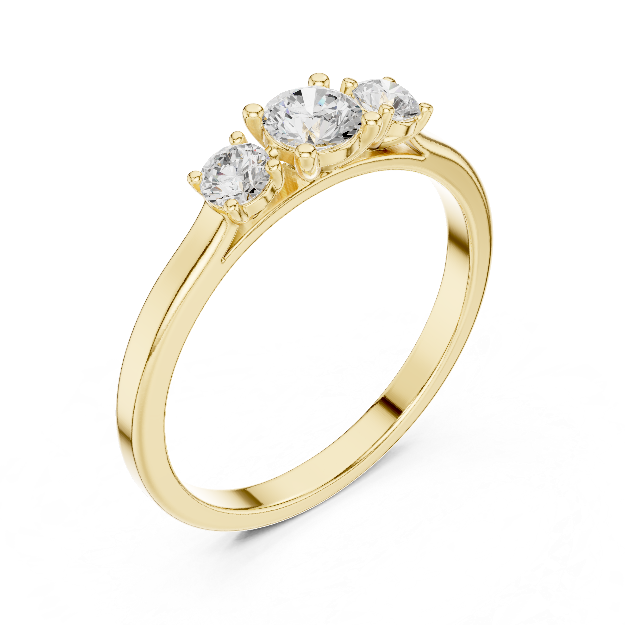 Classic Three Stone Diamond Engagement Ring – Round Brilliant Cut Trilogy Ring