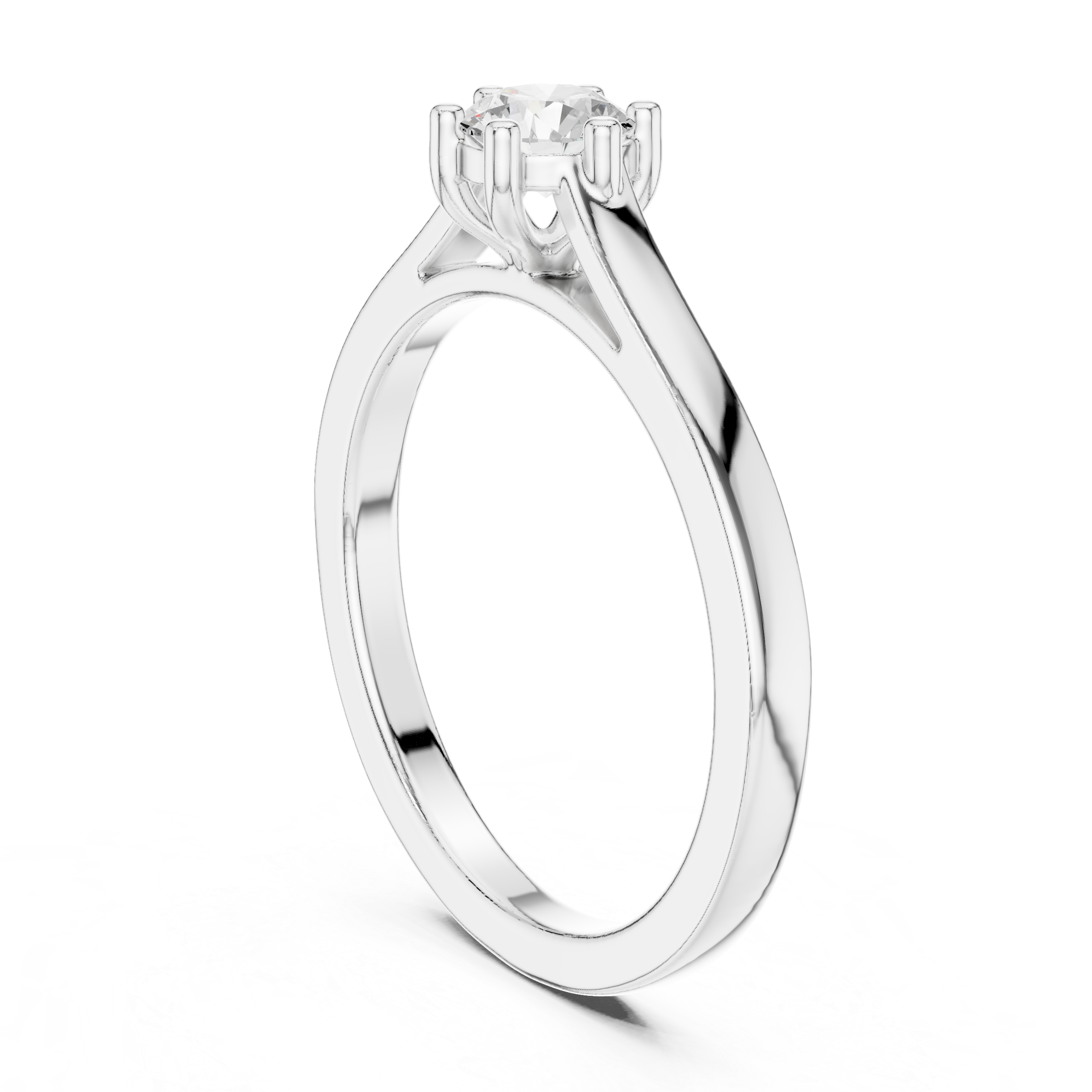 Classic Round Solitaire Engagement Ring – Six Prong Diamond Ring with Cathedral Setting