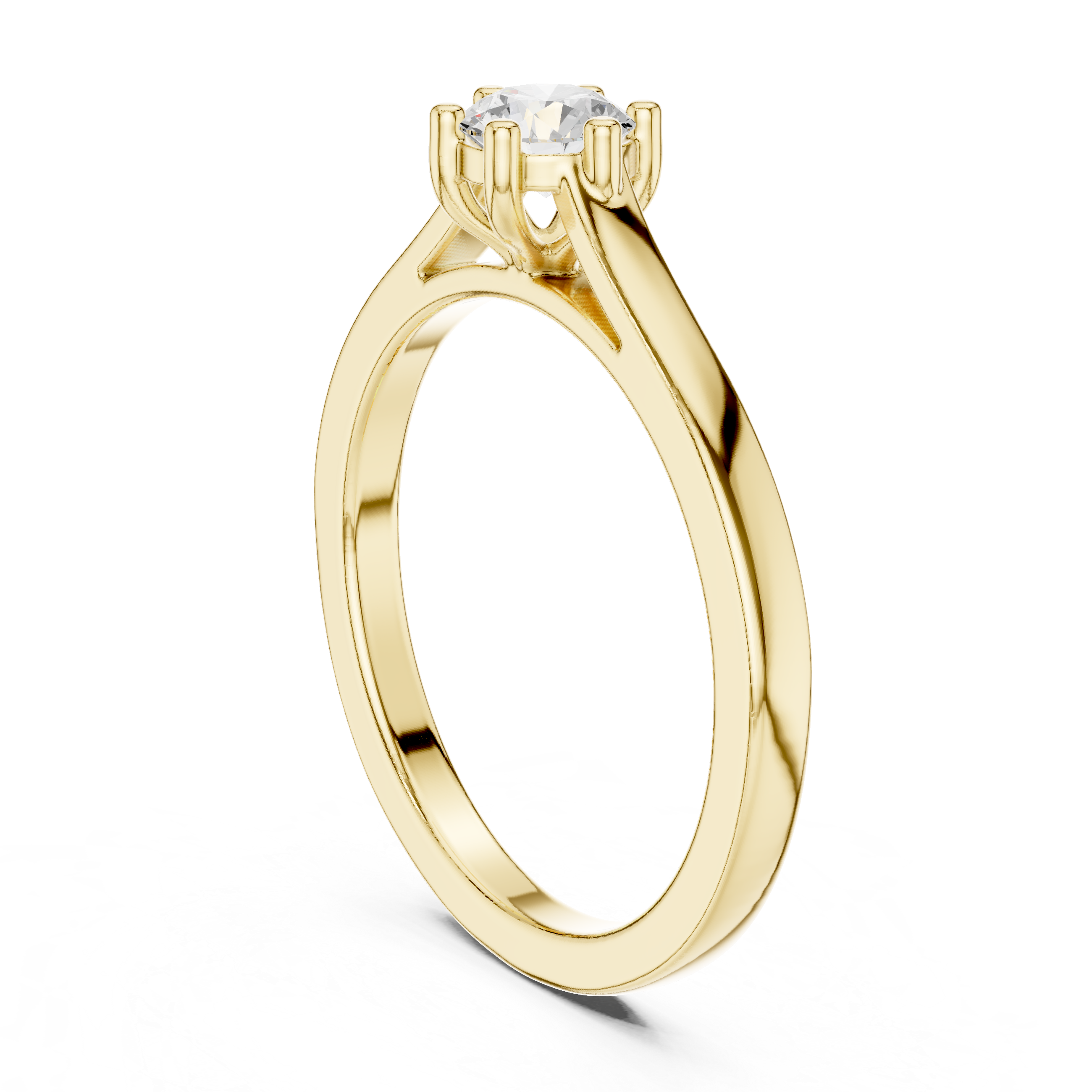 Classic Round Solitaire Engagement Ring – Six Prong Diamond Ring with Cathedral Setting