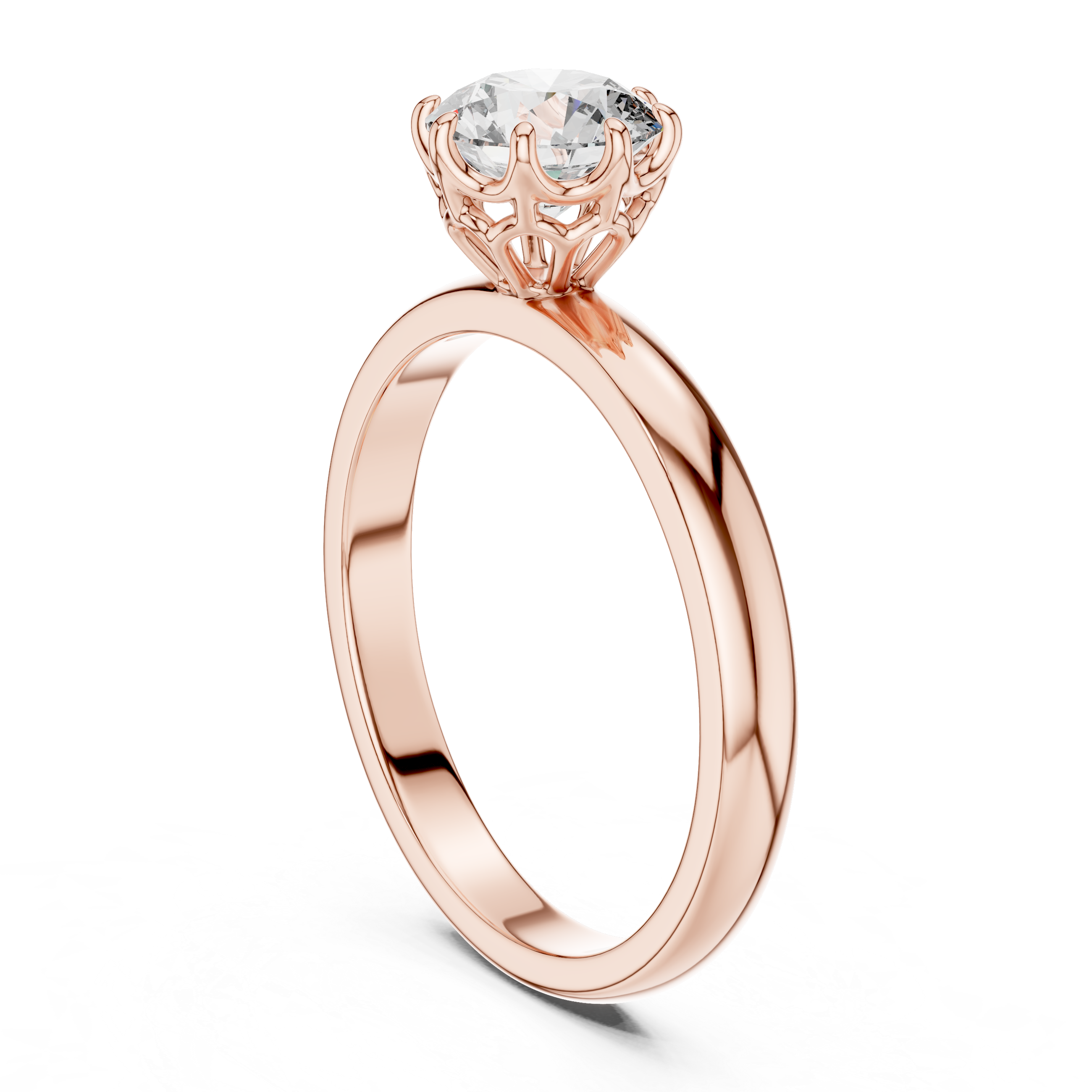 Classic Cathedral Solitaire Engagement Ring with Crown Basket Setting
