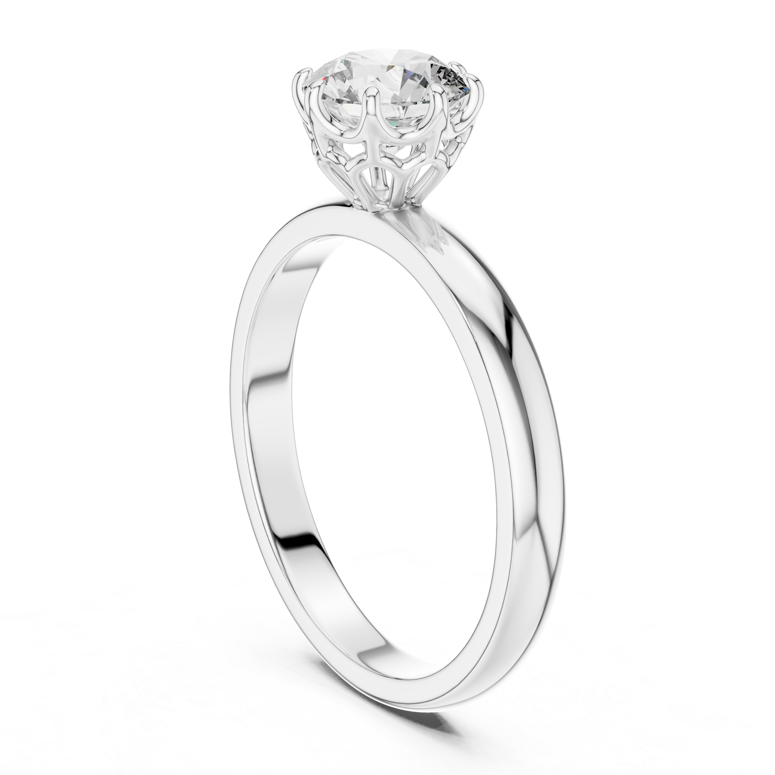 Classic Cathedral Solitaire Engagement Ring with Crown Basket Setting