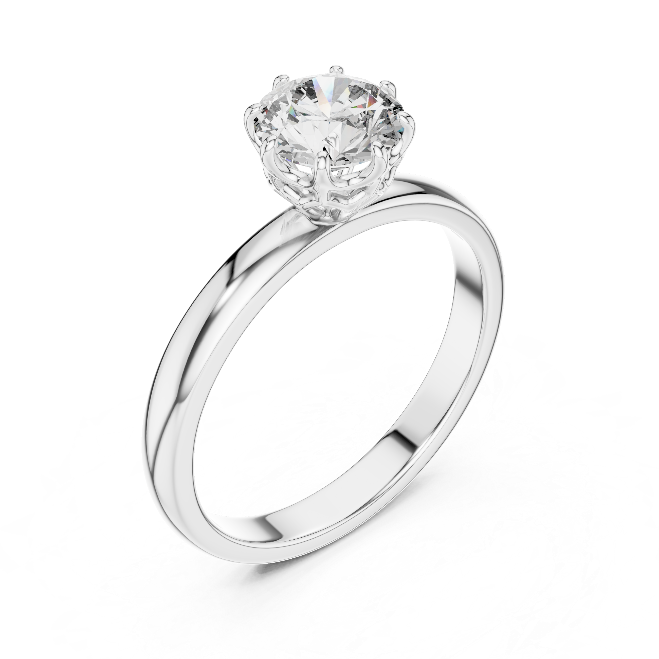 Classic Cathedral Solitaire Engagement Ring with Crown Basket Setting