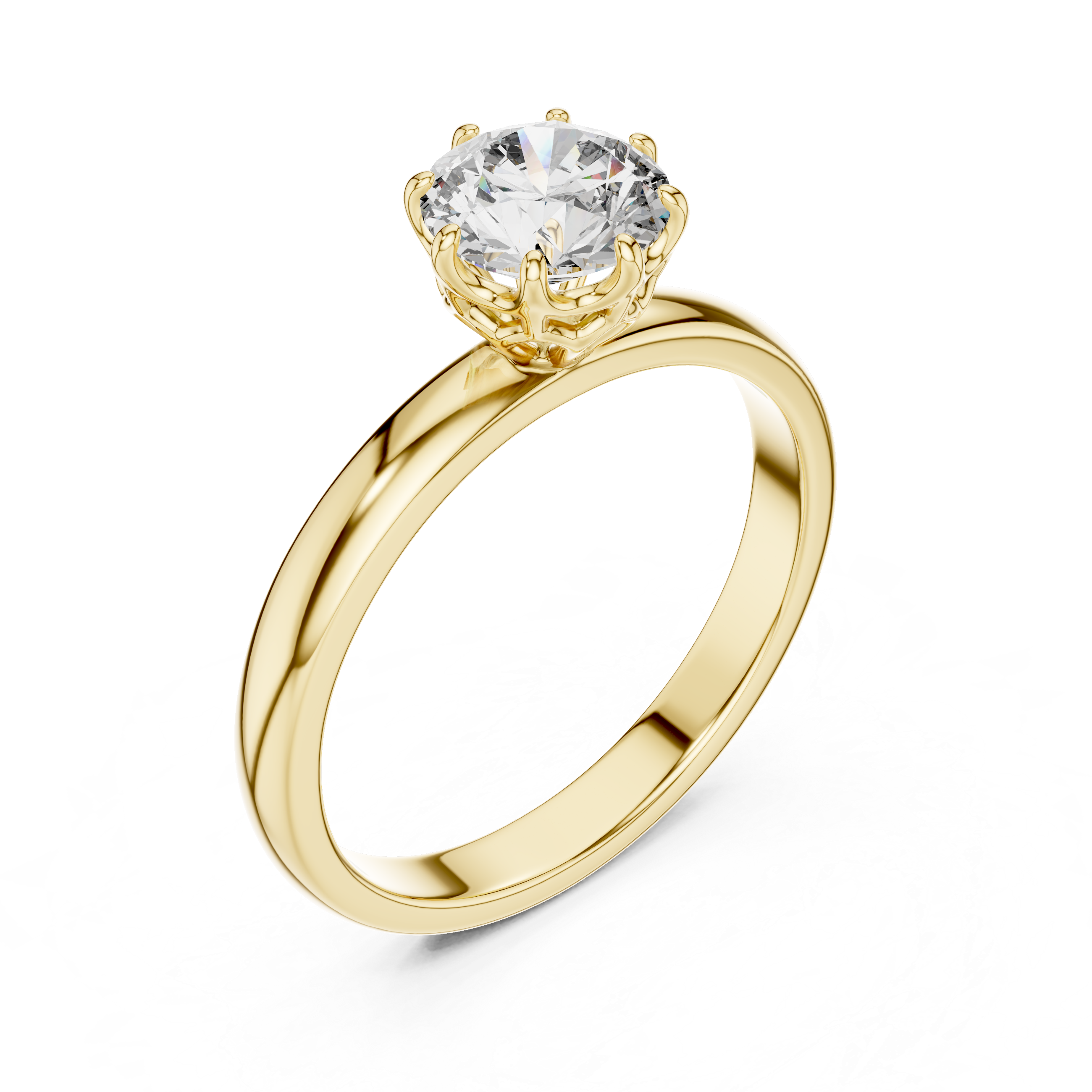 Classic Cathedral Solitaire Engagement Ring with Crown Basket Setting