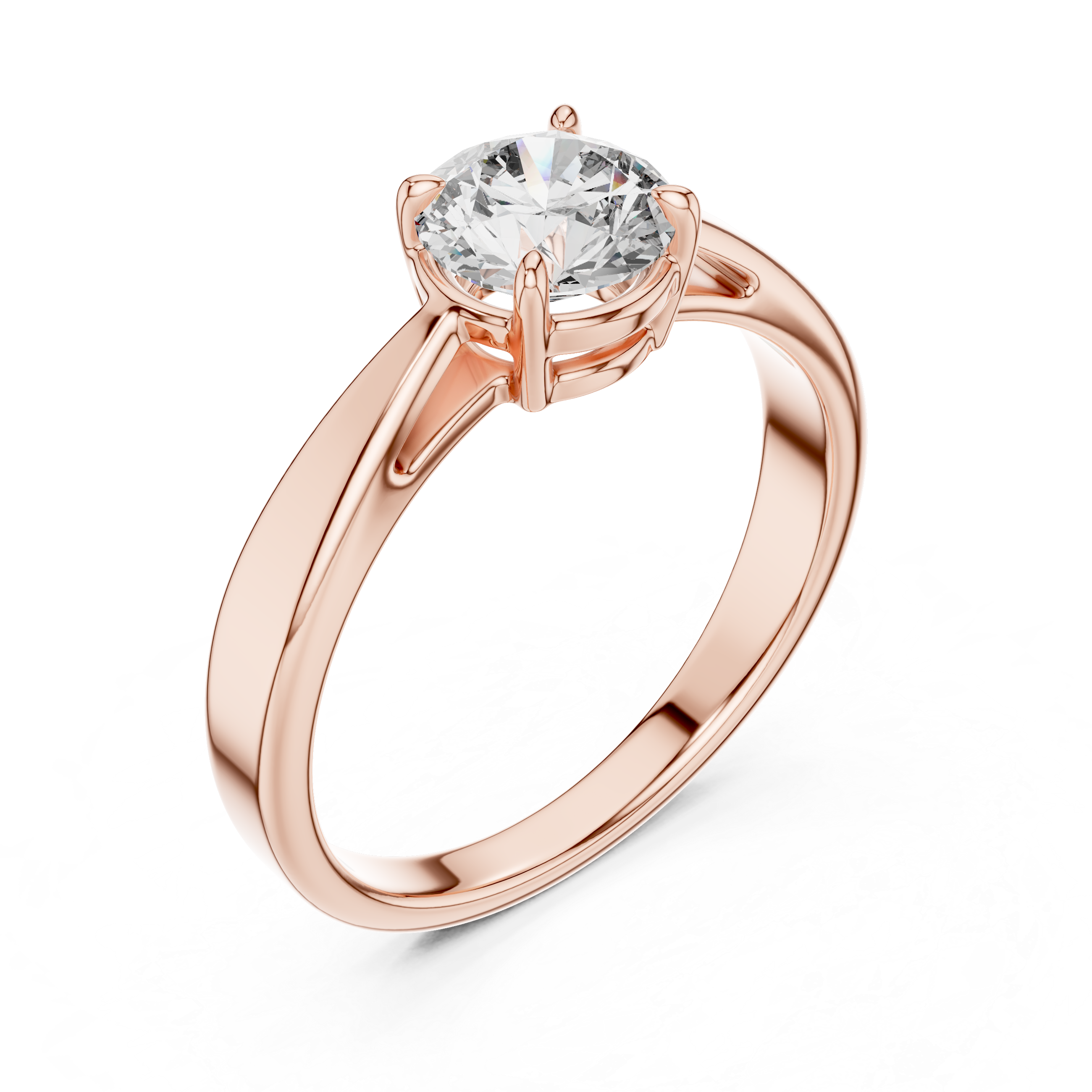 Minimalist Solitaire Engagement Ring with Tapered Split Shoulders