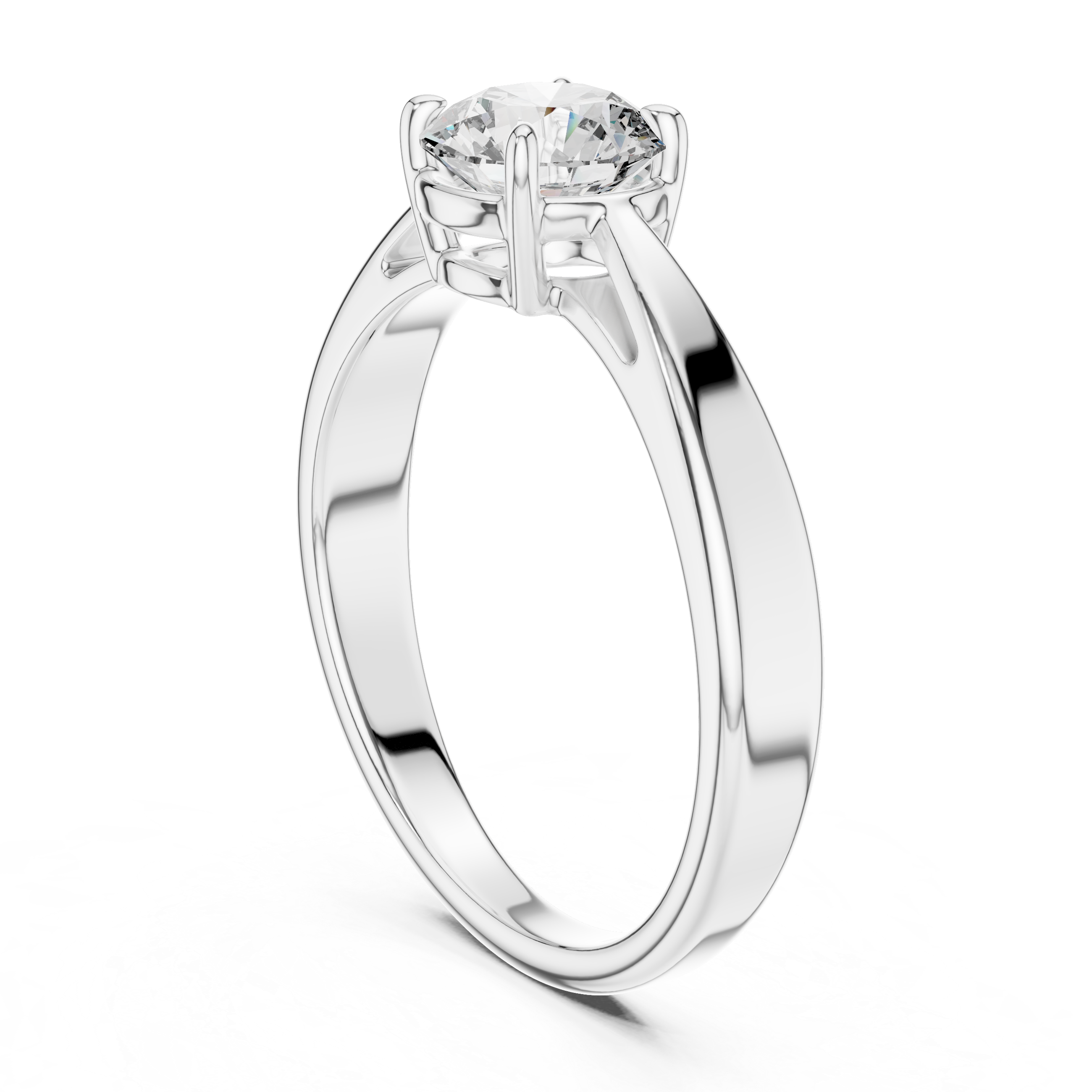 Minimalist Solitaire Engagement Ring with Tapered Split Shoulders