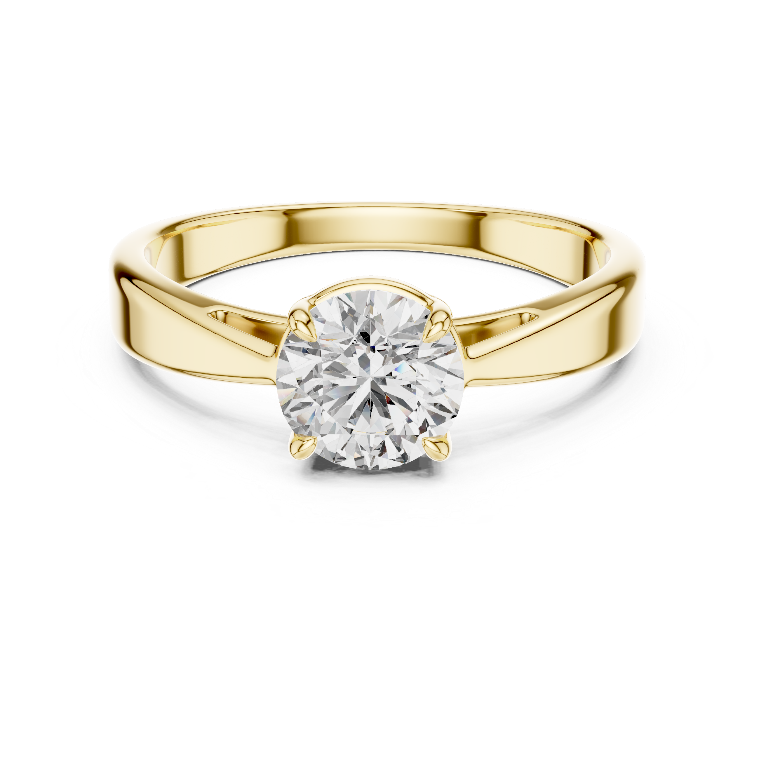 Minimalist Solitaire Engagement Ring with Tapered Split Shoulders