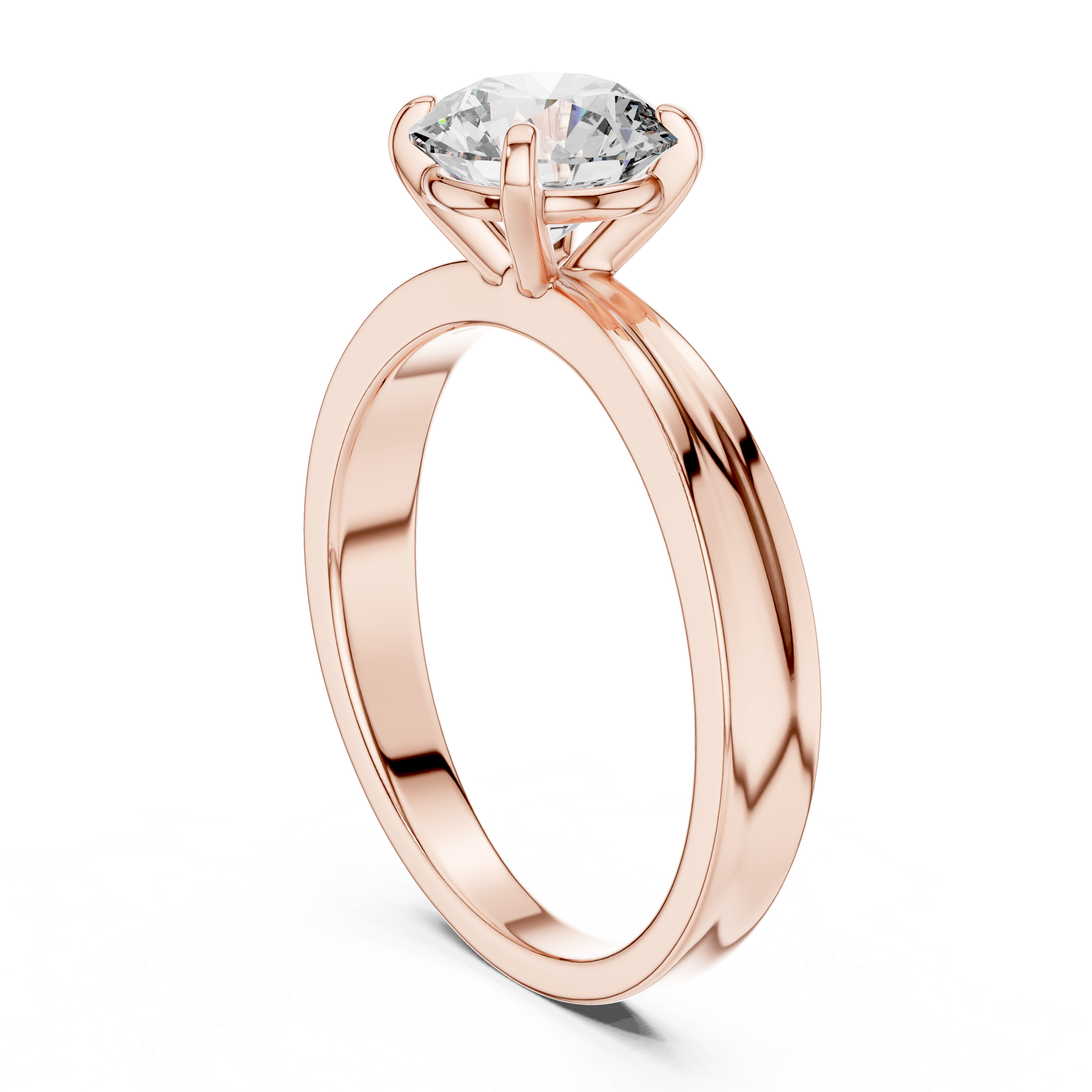 Classic Solitaire Engagement Ring with Split Groove Band