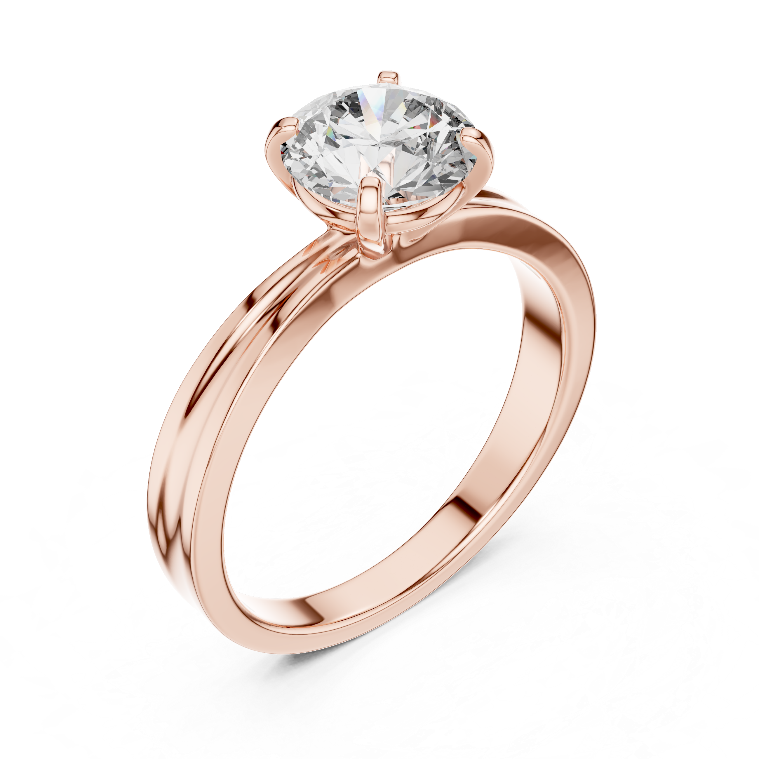 Classic Solitaire Engagement Ring with Split Groove Band
