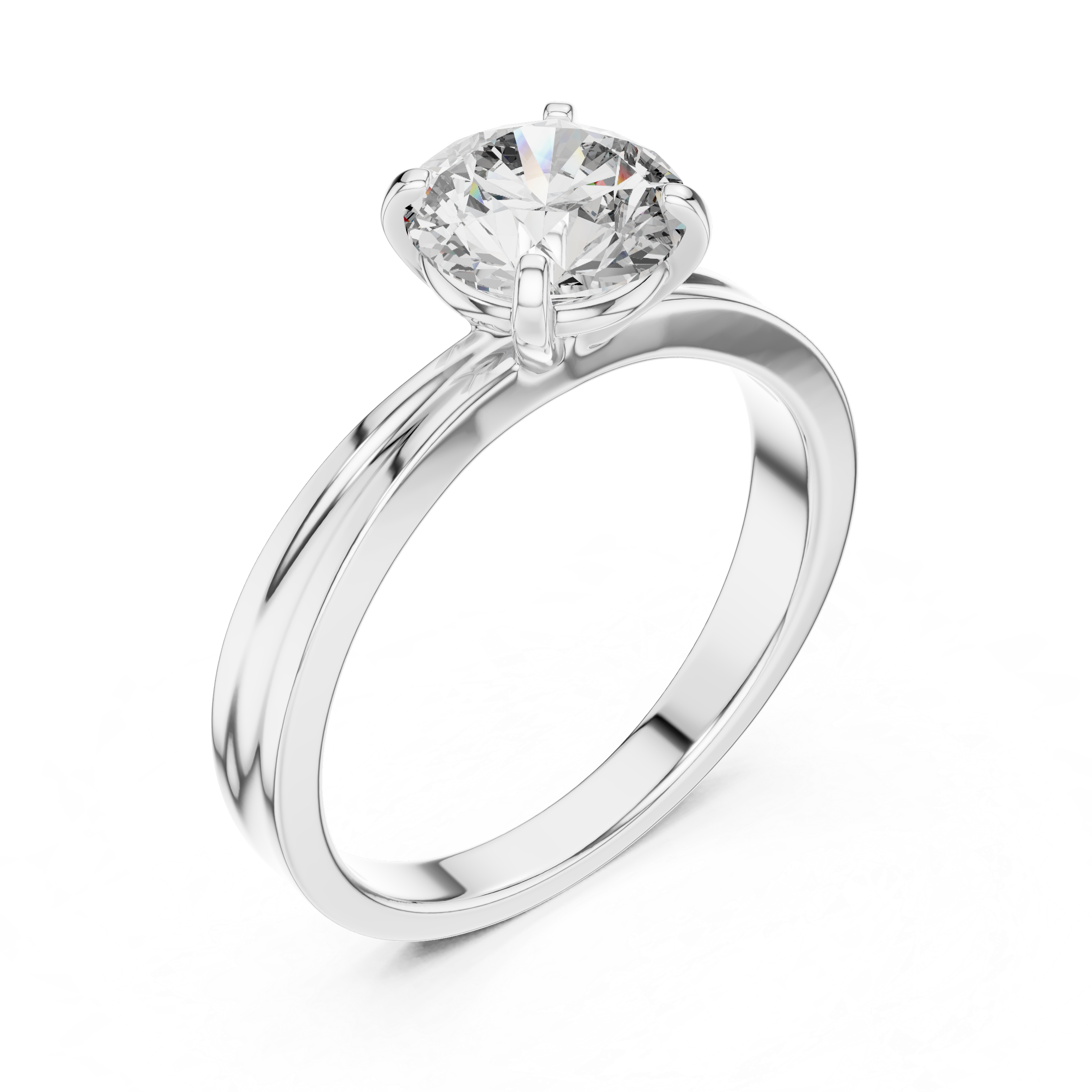 Classic Solitaire Engagement Ring with Split Groove Band
