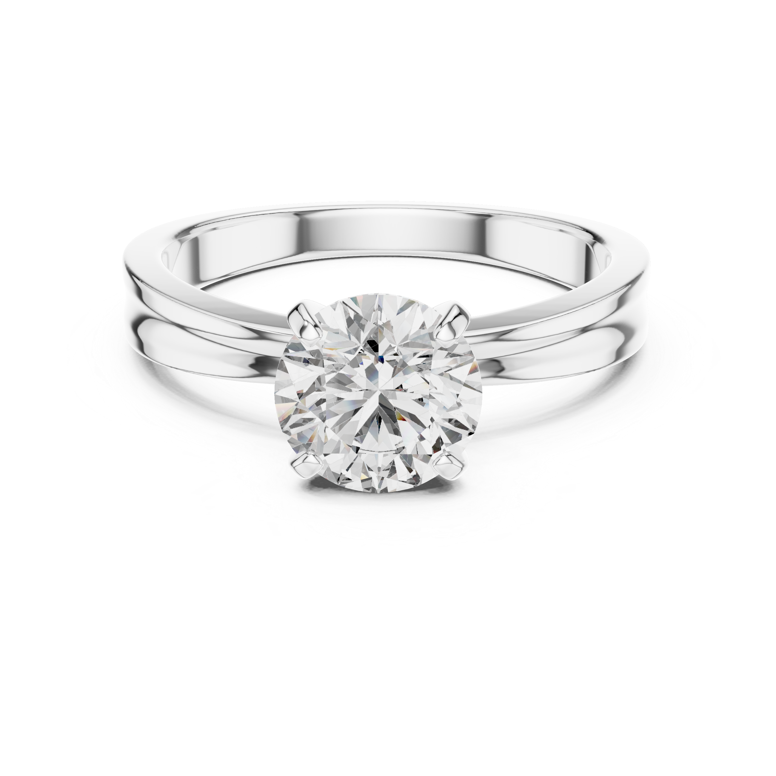 Classic Solitaire Engagement Ring with Split Groove Band