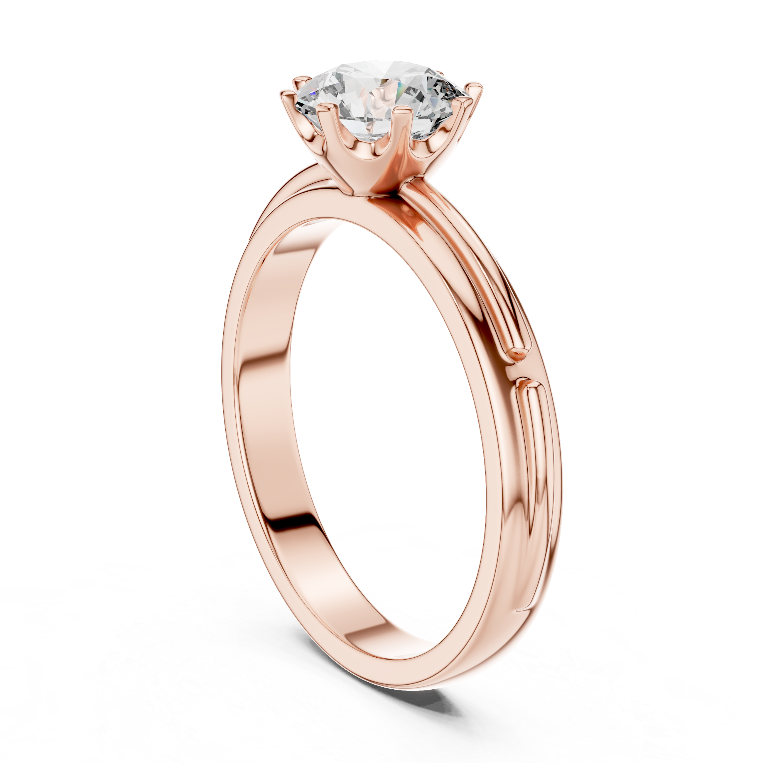 Vintage Inspired Solitaire Engagement Ring with Double-Line Band Detail
