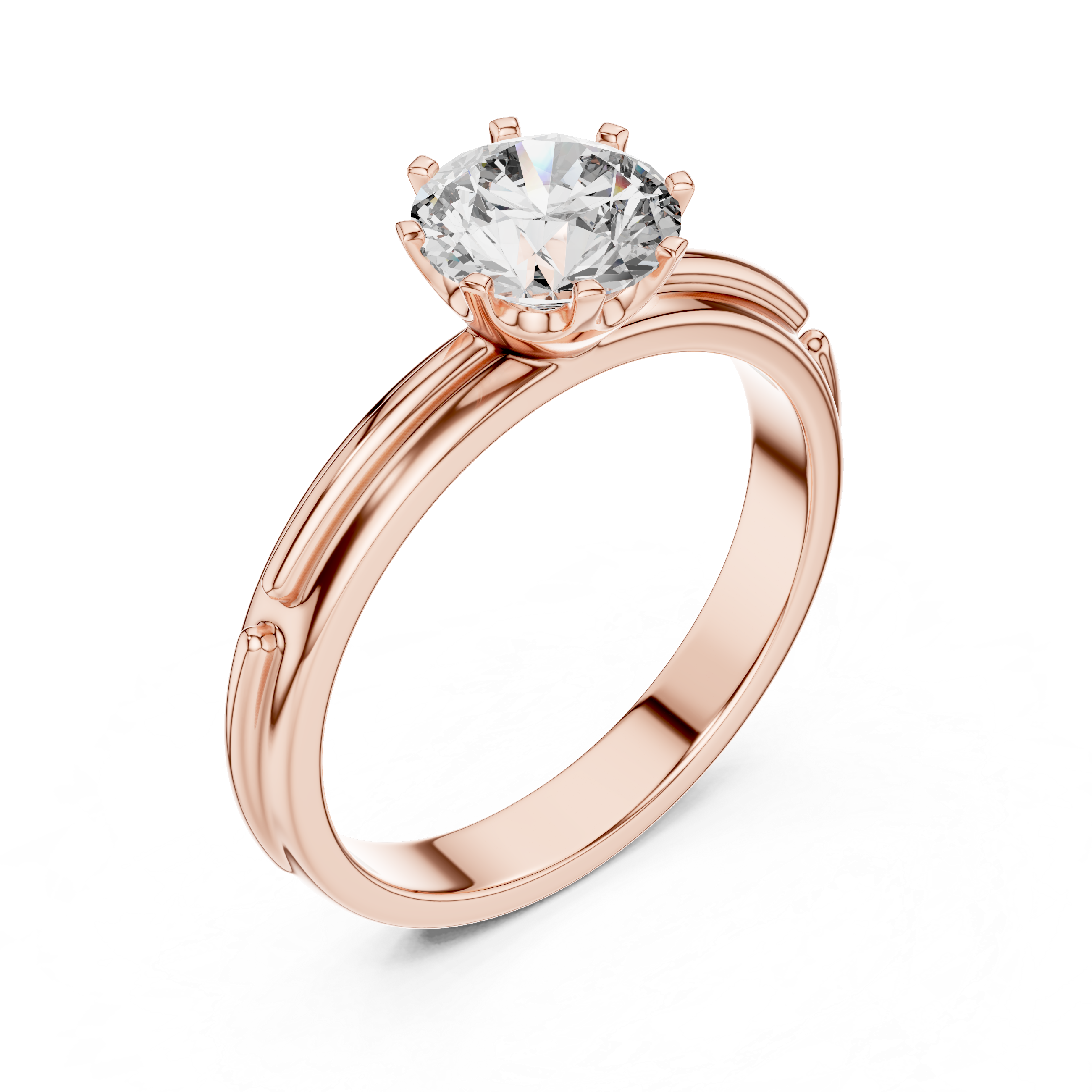 Vintage Inspired Solitaire Engagement Ring with Double-Line Band Detail