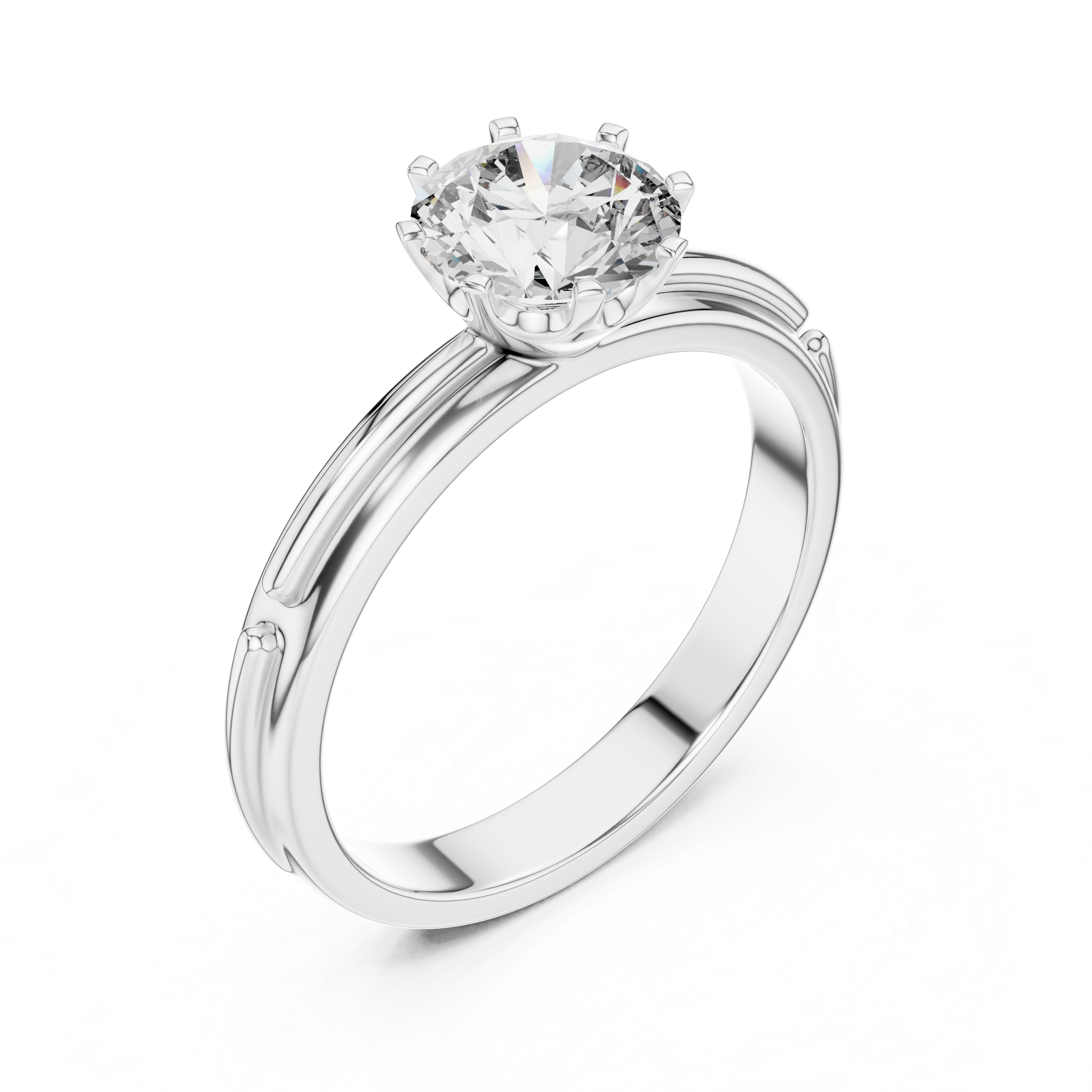 Vintage Inspired Solitaire Engagement Ring with Double-Line Band Detail
