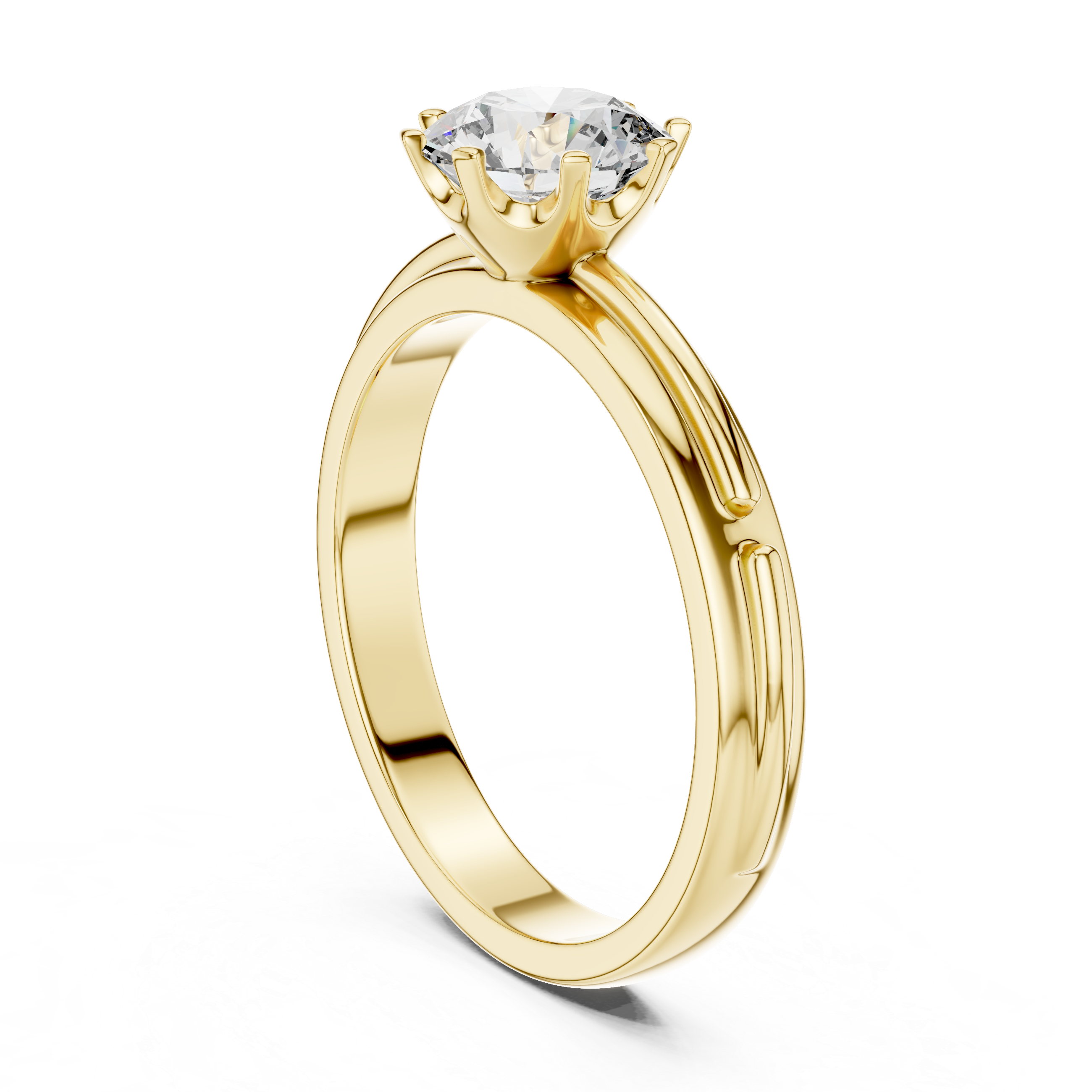 Vintage Inspired Solitaire Engagement Ring with Double-Line Band Detail