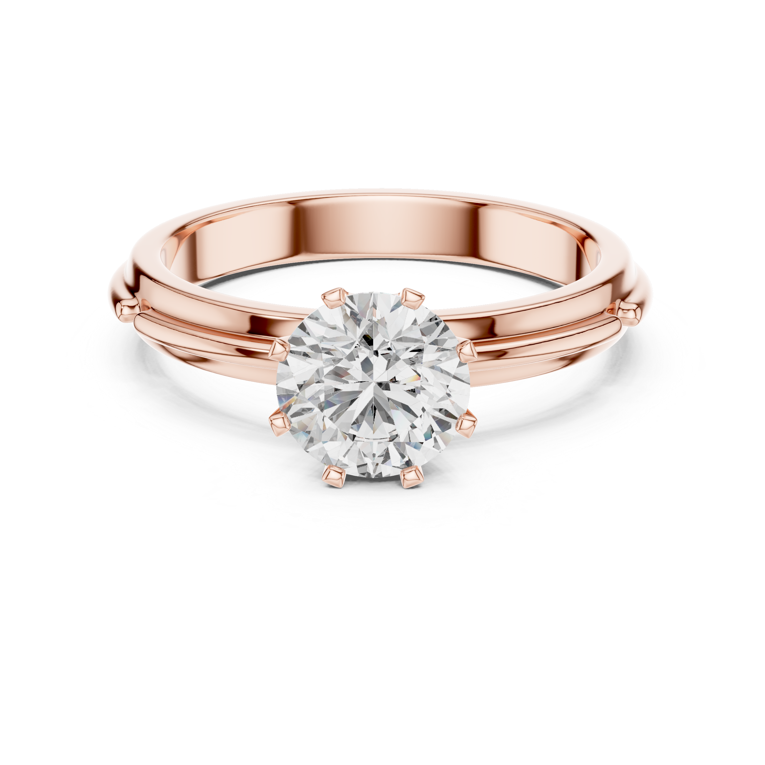 Vintage Inspired Solitaire Engagement Ring with Double-Line Band Detail