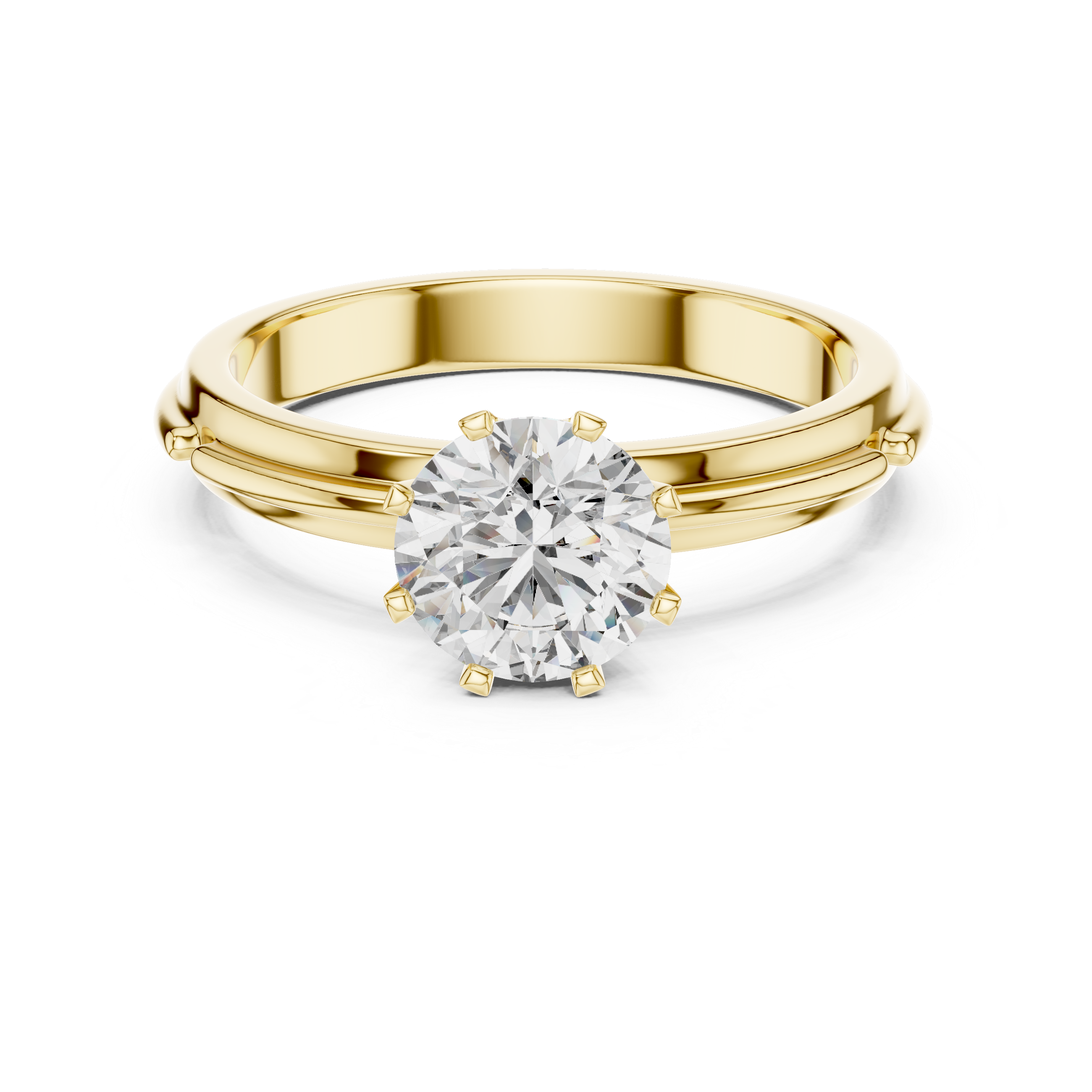 Vintage Inspired Solitaire Engagement Ring with Double-Line Band Detail