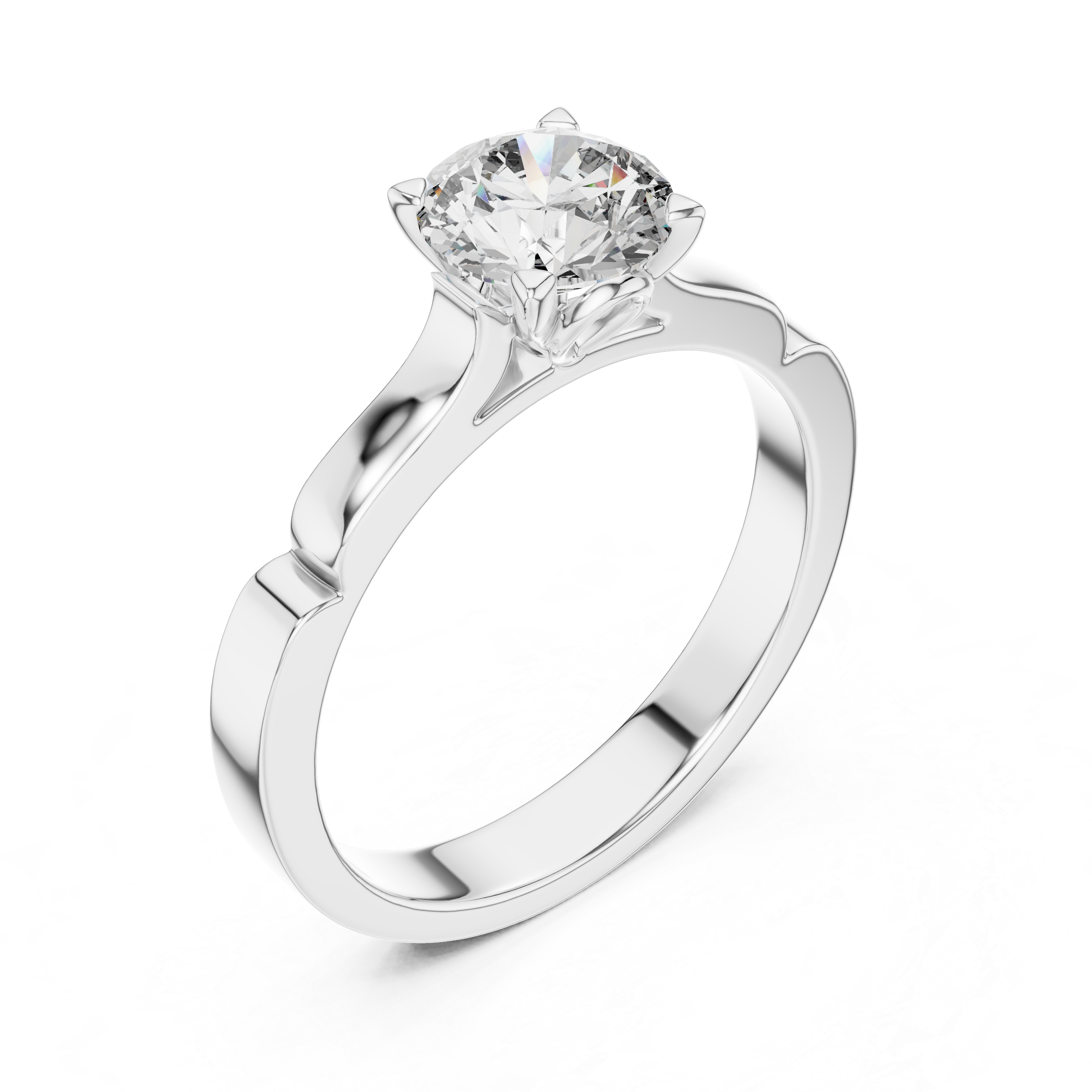 Minimalist Solitaire Engagement Ring with Sculpted Heart Gallery Setting
