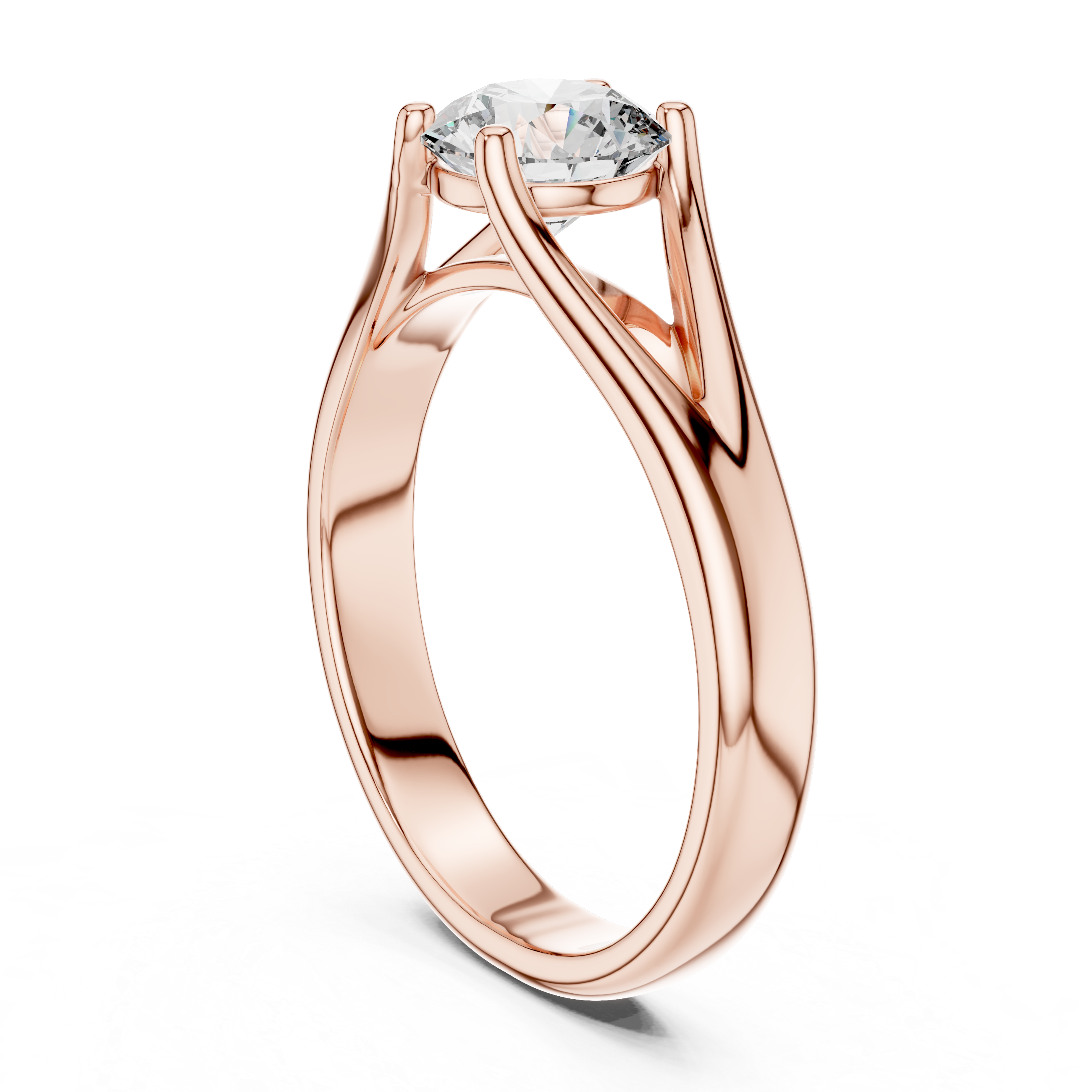 Modern Cathedral Solitaire Engagement Ring with Open Triangle Gallery Design