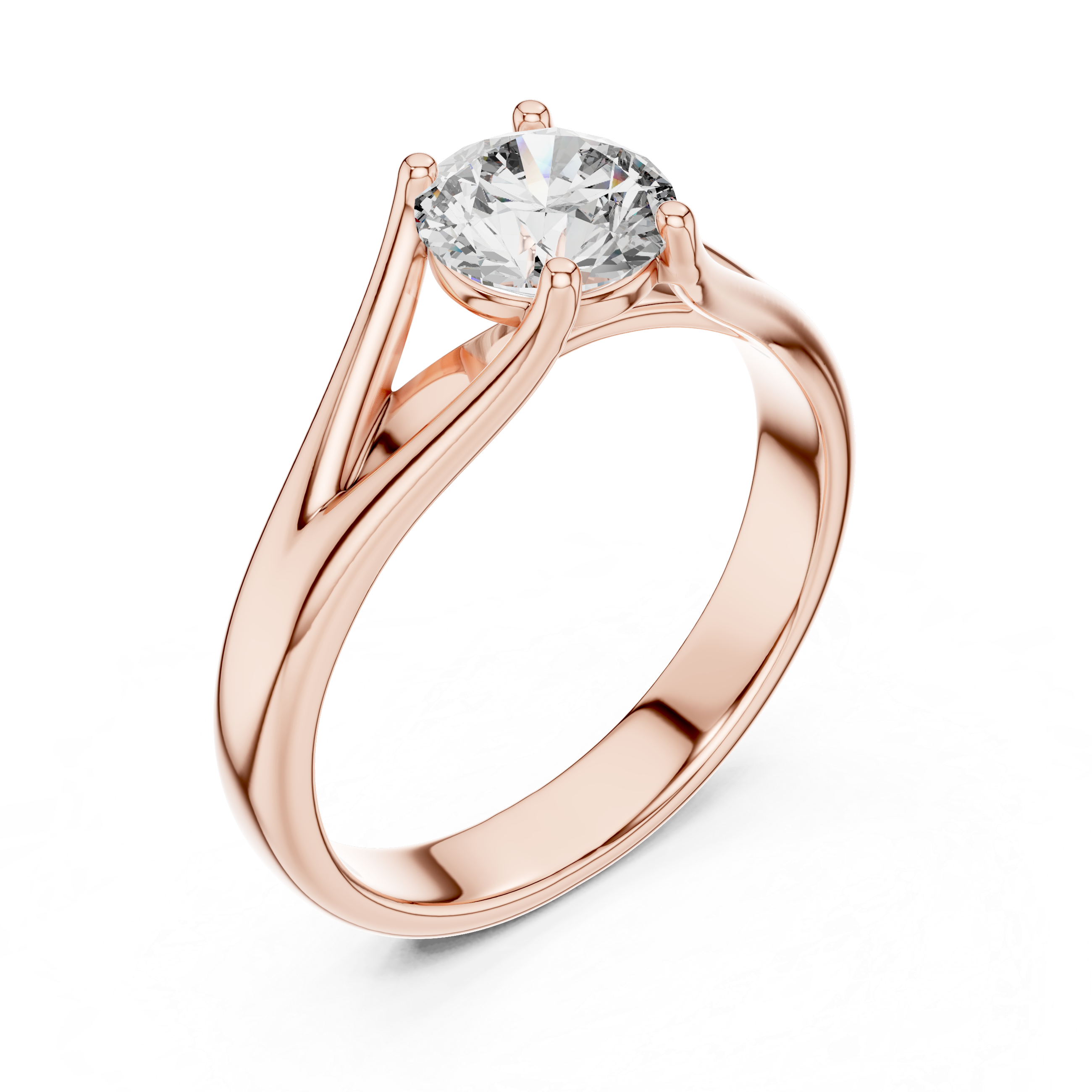 Modern Cathedral Solitaire Engagement Ring with Open Triangle Gallery Design