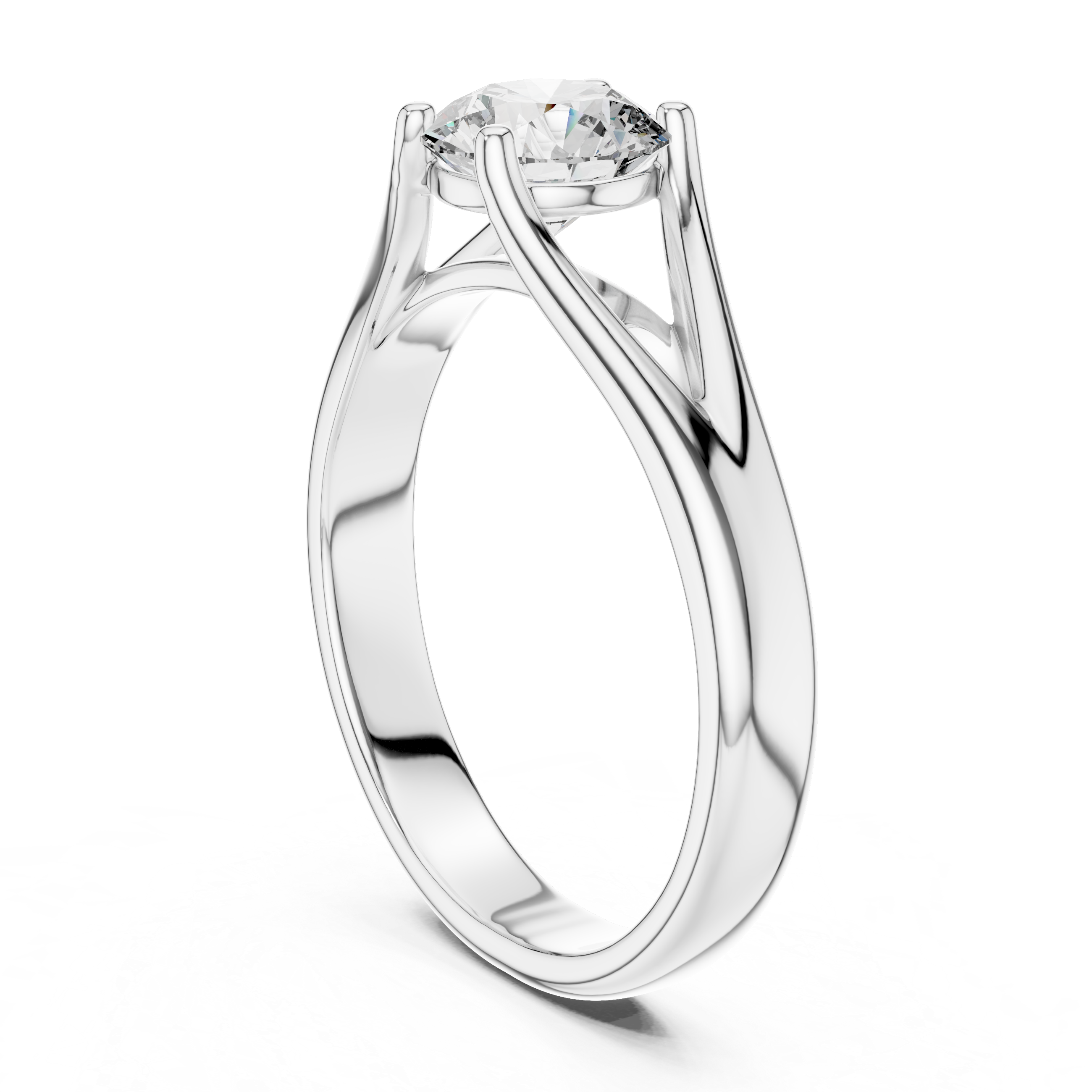 Modern Cathedral Solitaire Engagement Ring with Open Triangle Gallery Design