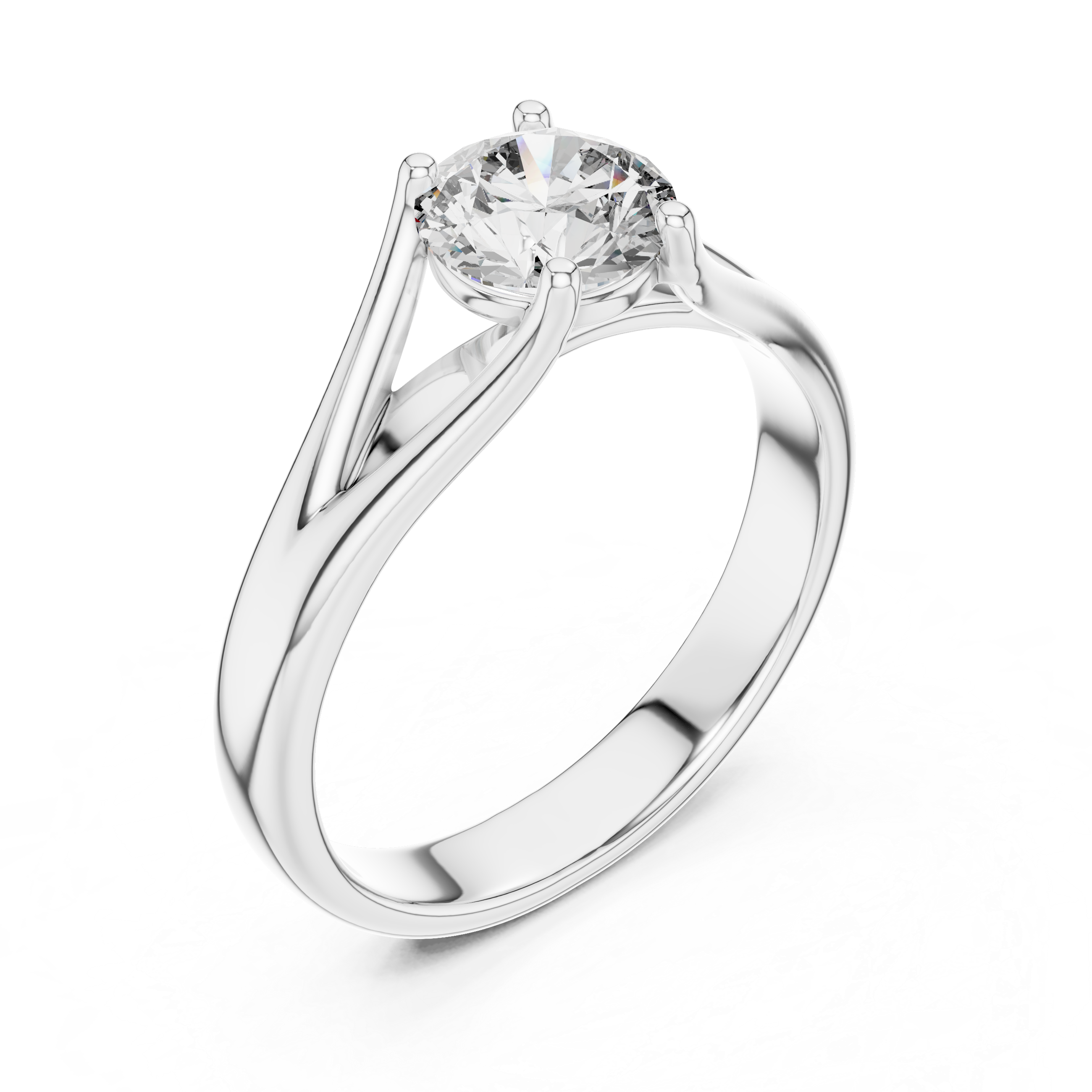 Modern Cathedral Solitaire Engagement Ring with Open Triangle Gallery Design