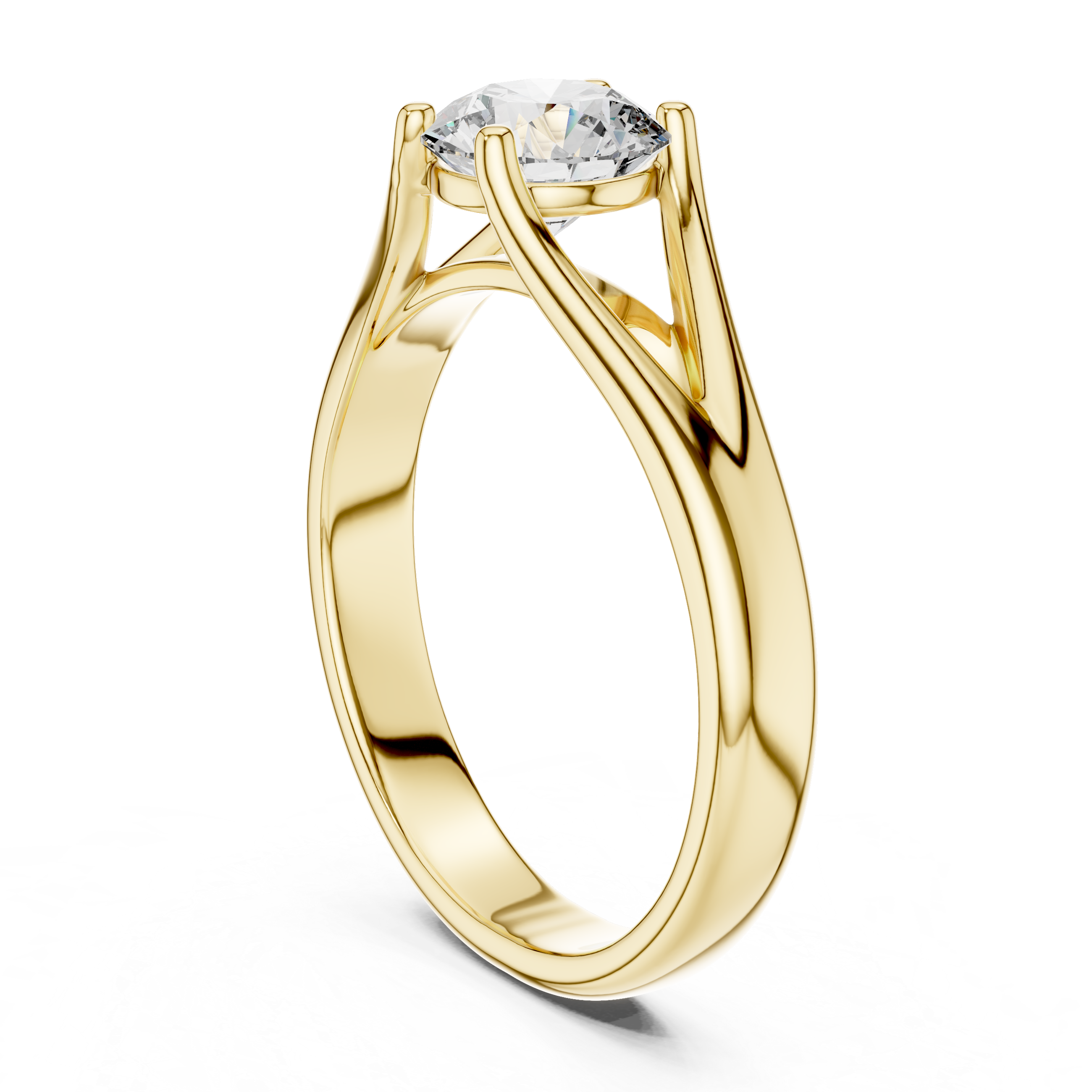 Modern Cathedral Solitaire Engagement Ring with Open Triangle Gallery Design