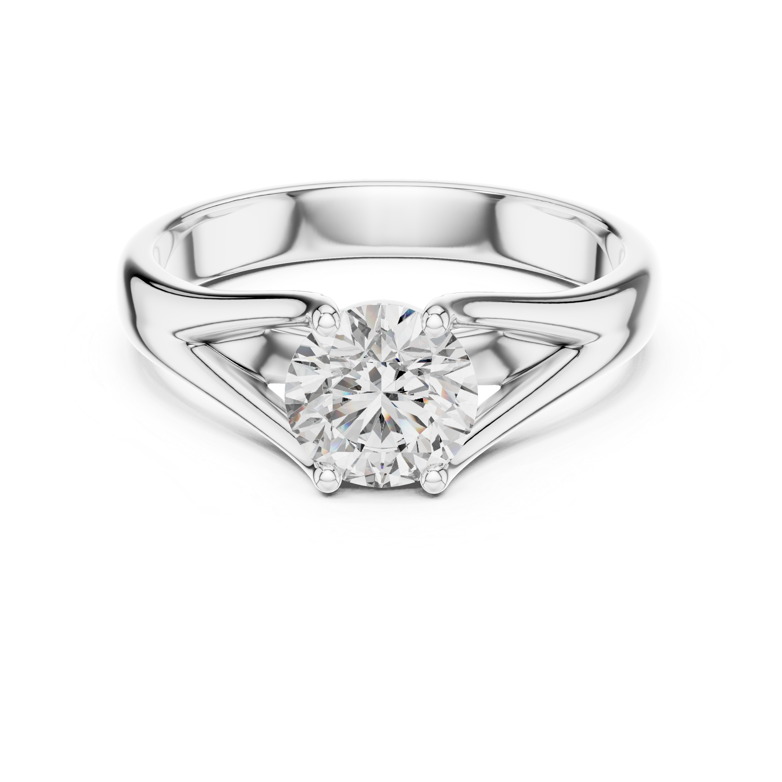 Modern Cathedral Solitaire Engagement Ring with Open Triangle Gallery Design