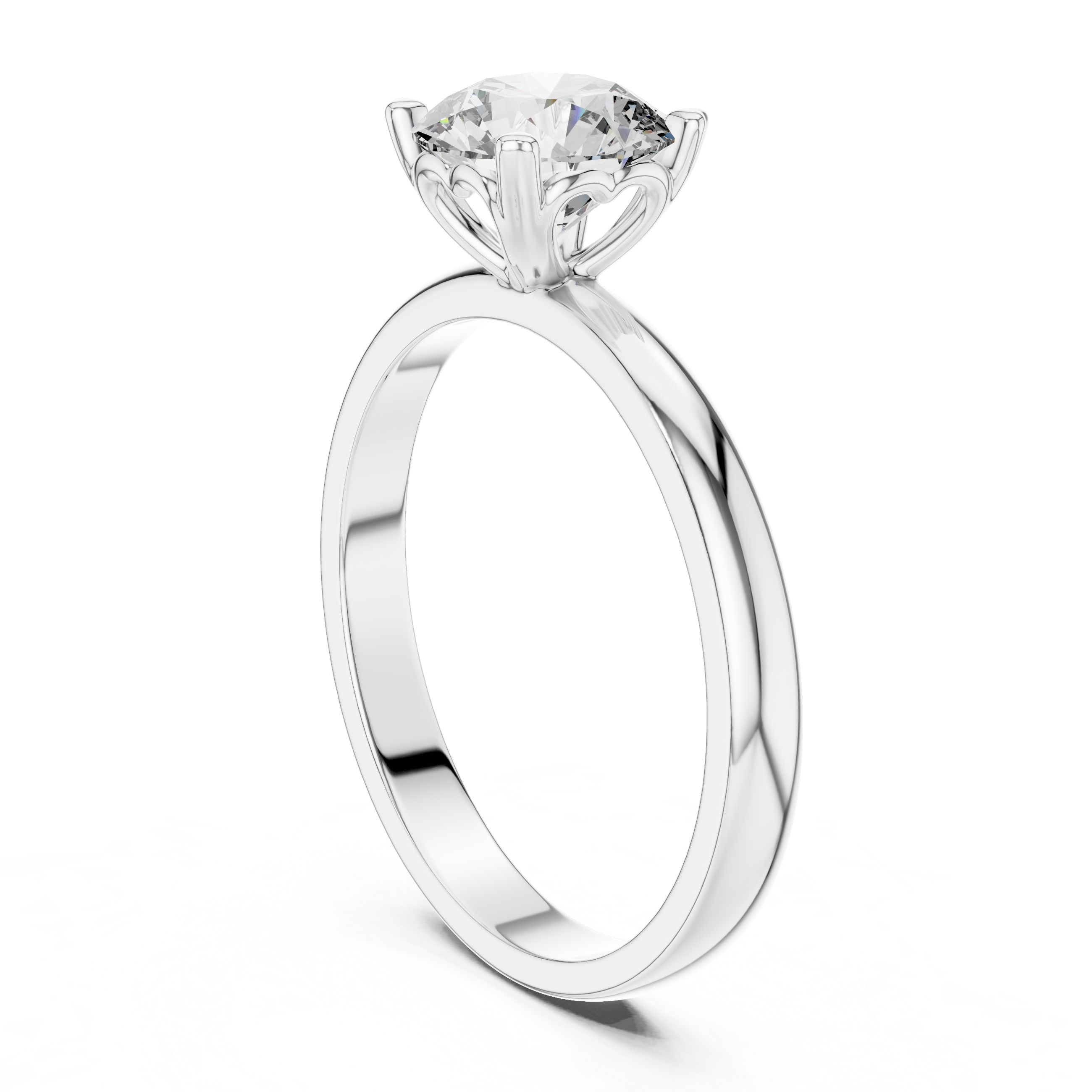 Minimalist Heart Gallery Solitaire Engagement Ring with Classic Round Center Stone