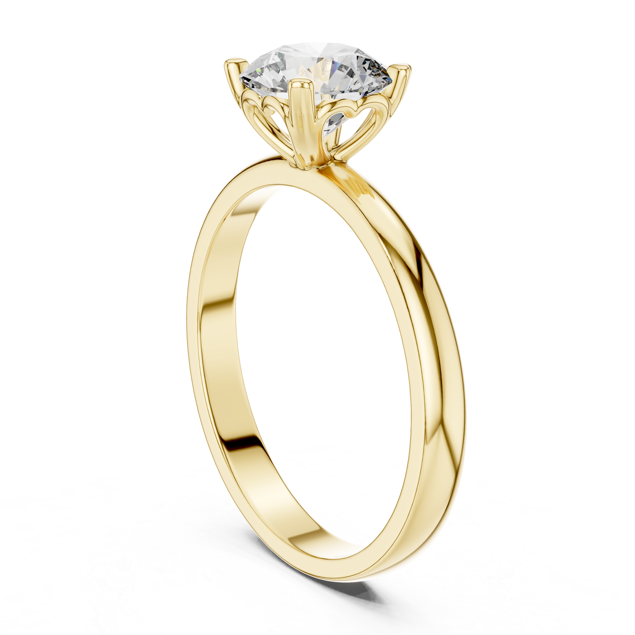Minimalist Heart Gallery Solitaire Engagement Ring with Classic Round Center Stone