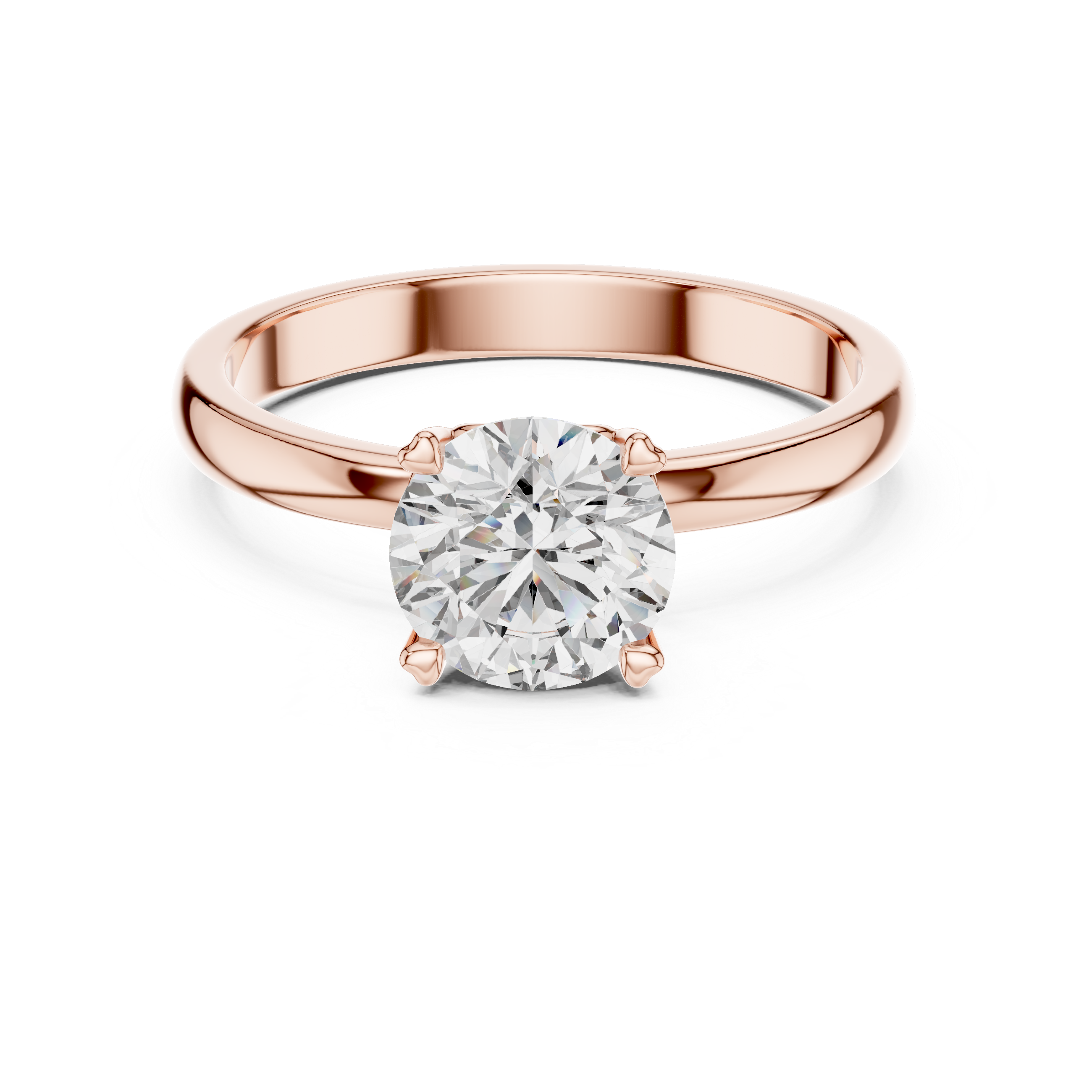 Minimalist Heart Gallery Solitaire Engagement Ring with Classic Round Center Stone