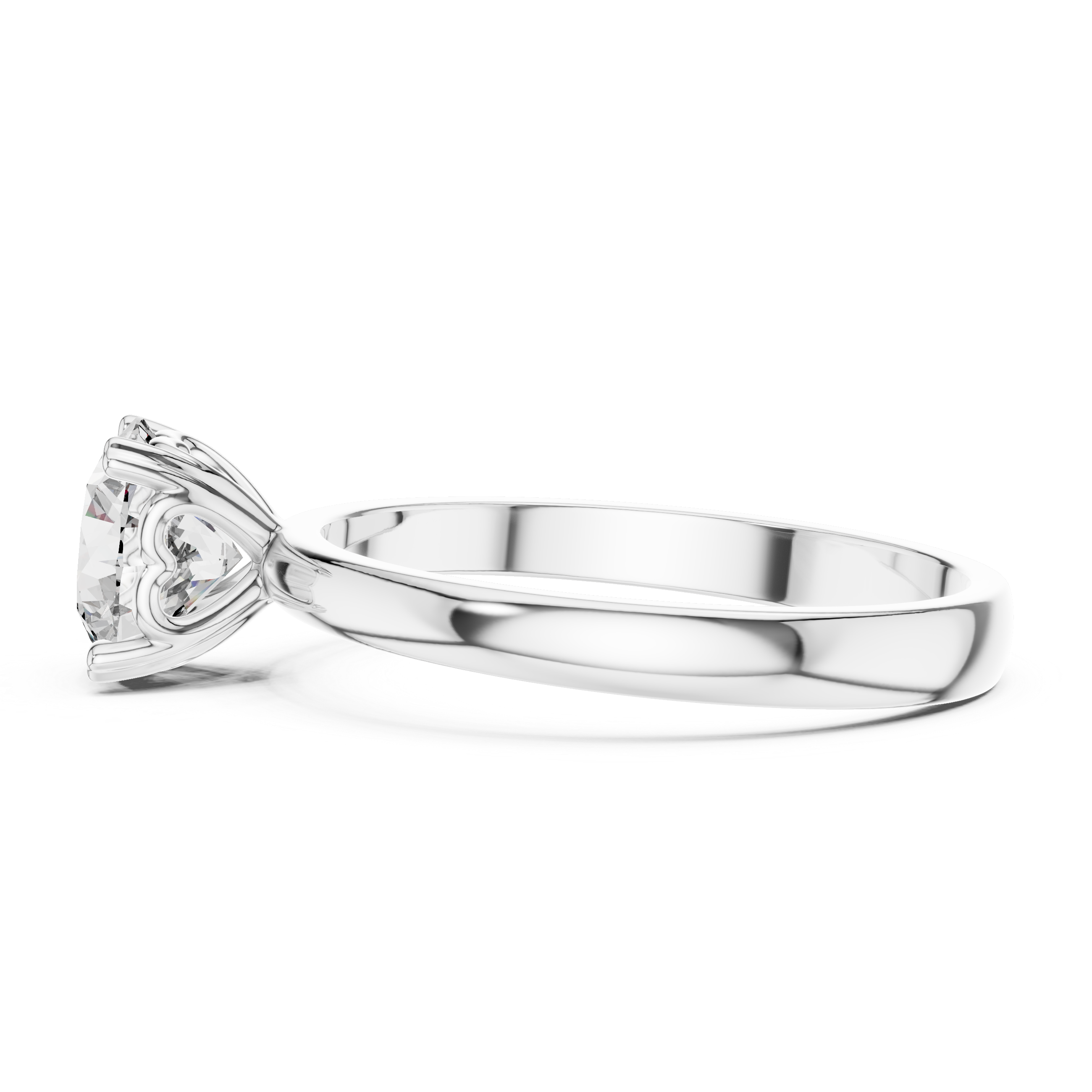 Minimalist Heart Gallery Solitaire Engagement Ring with Classic Round Center Stone