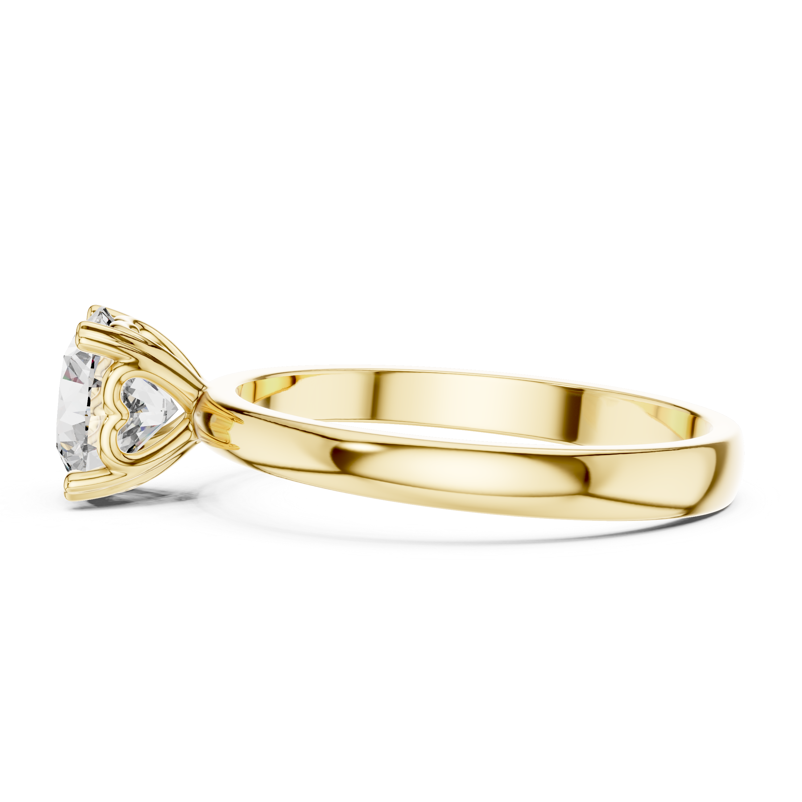 Minimalist Heart Gallery Solitaire Engagement Ring with Classic Round Center Stone