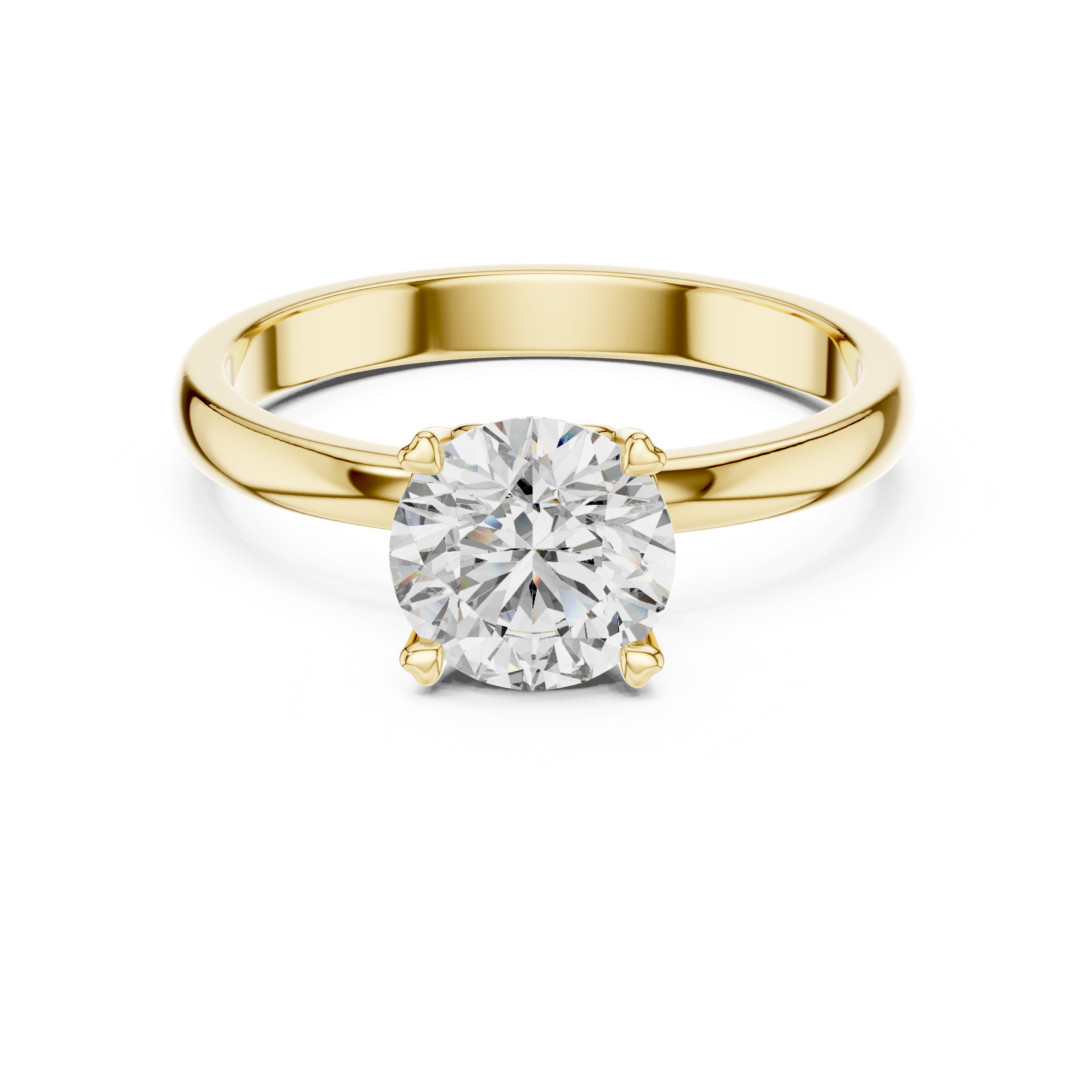 Minimalist Heart Gallery Solitaire Engagement Ring with Classic Round Center Stone