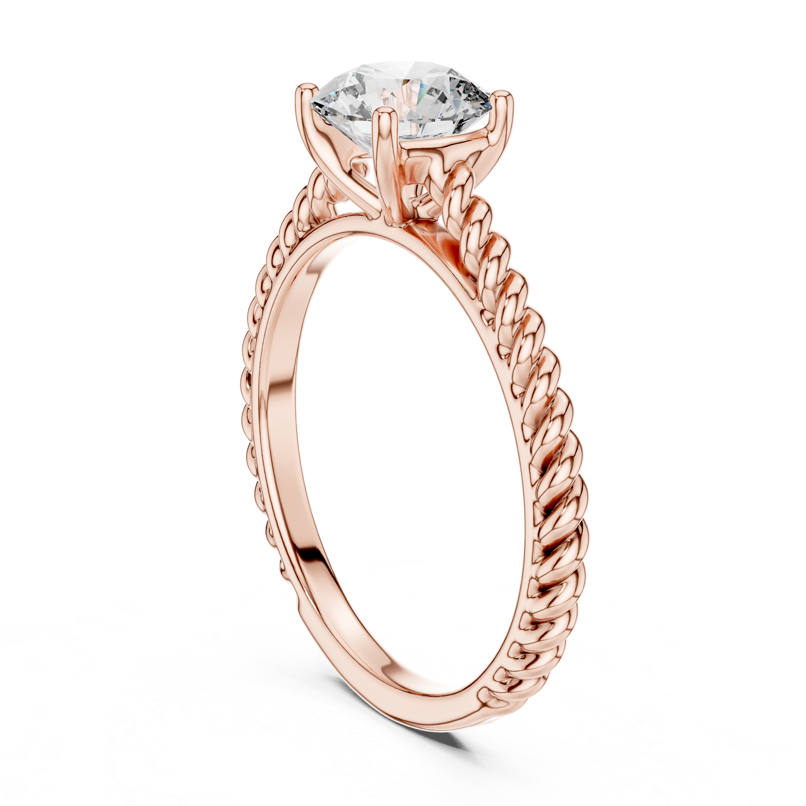 Twisted Rope Solitaire Engagement Ring with Classic Four-Prong Setting