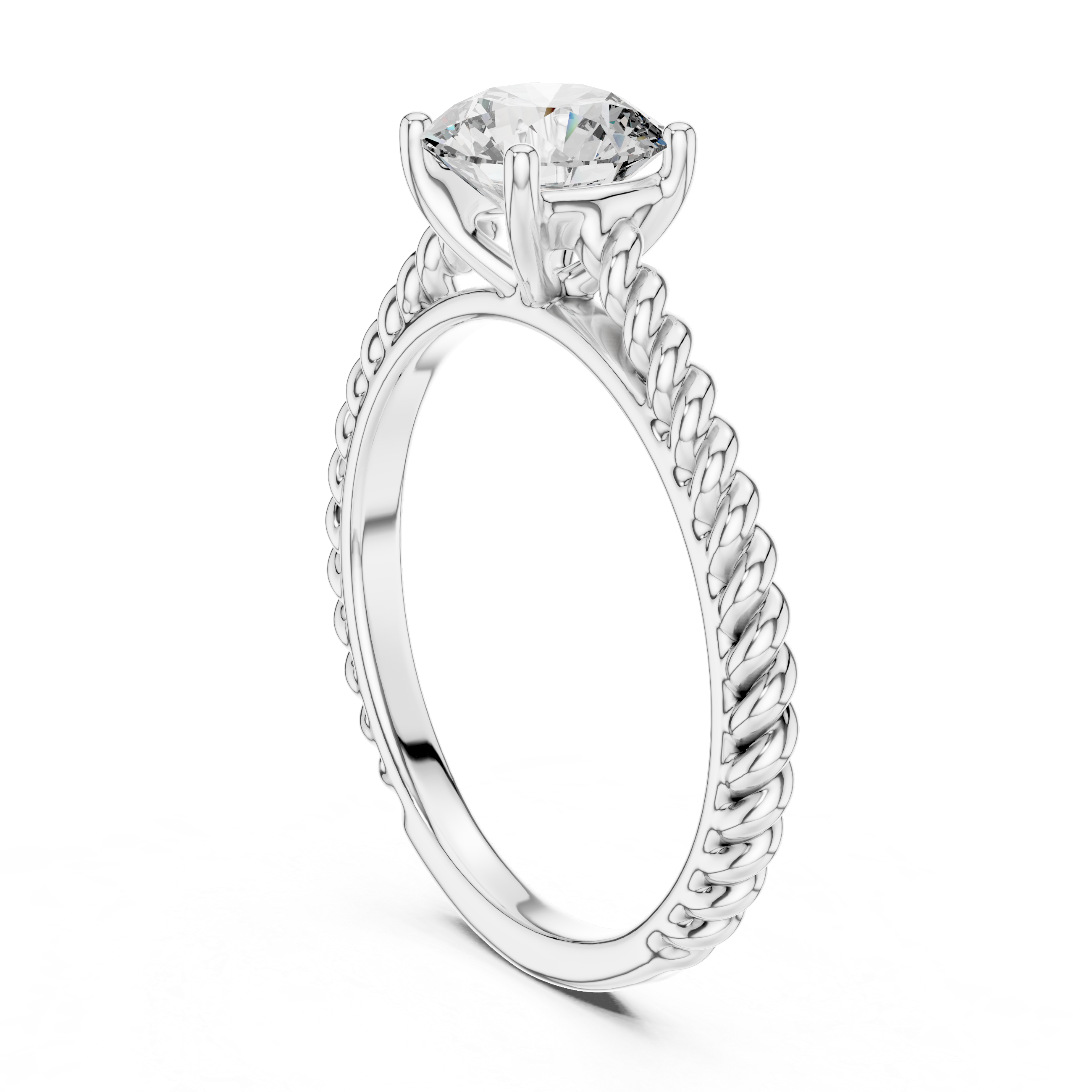 Twisted Rope Solitaire Engagement Ring with Classic Four-Prong Setting