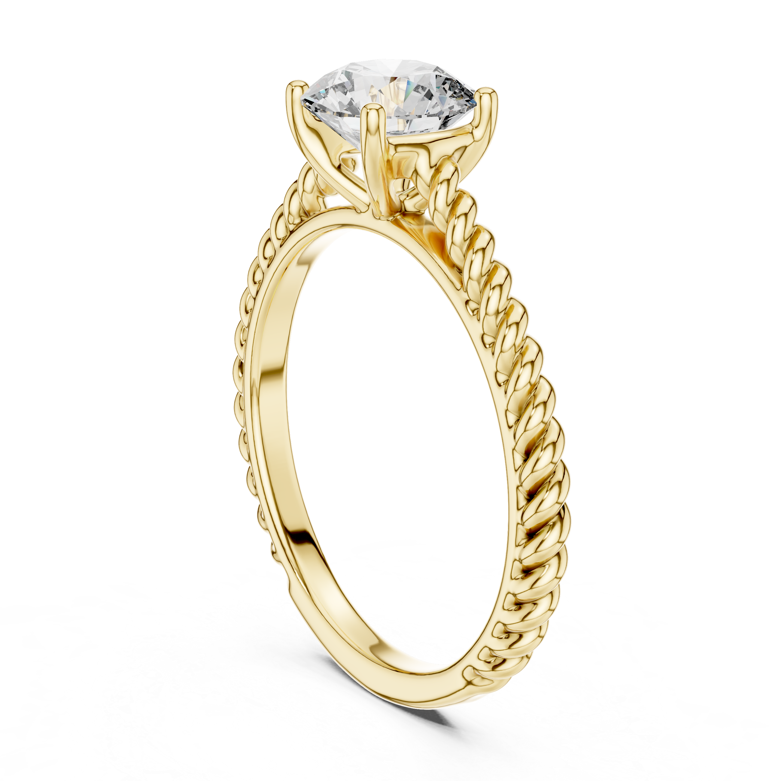 Twisted Rope Solitaire Engagement Ring with Classic Four-Prong Setting