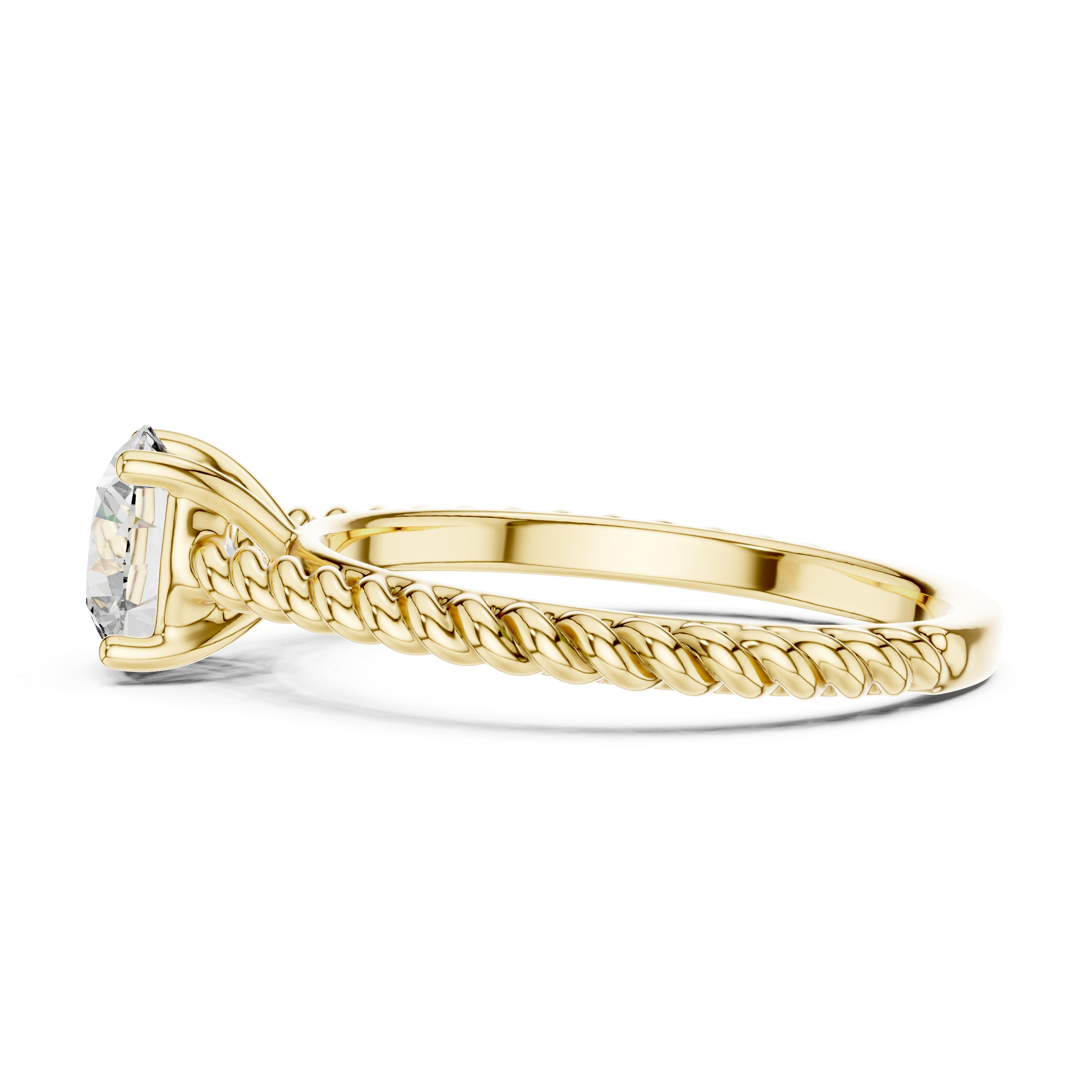 Twisted Rope Solitaire Engagement Ring with Classic Four-Prong Setting