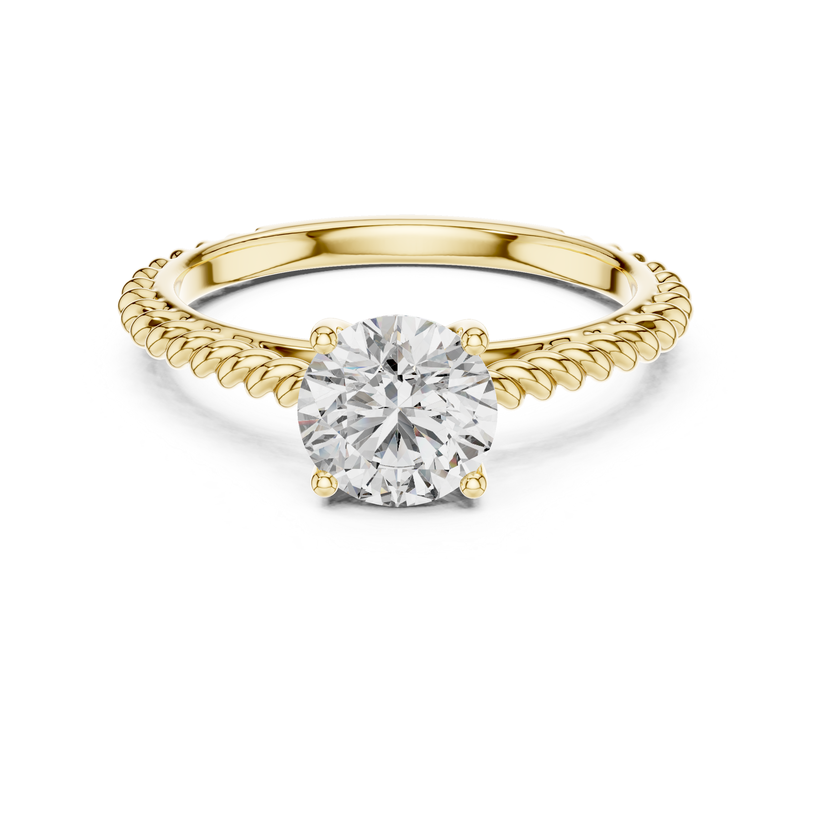Twisted Rope Solitaire Engagement Ring with Classic Four-Prong Setting