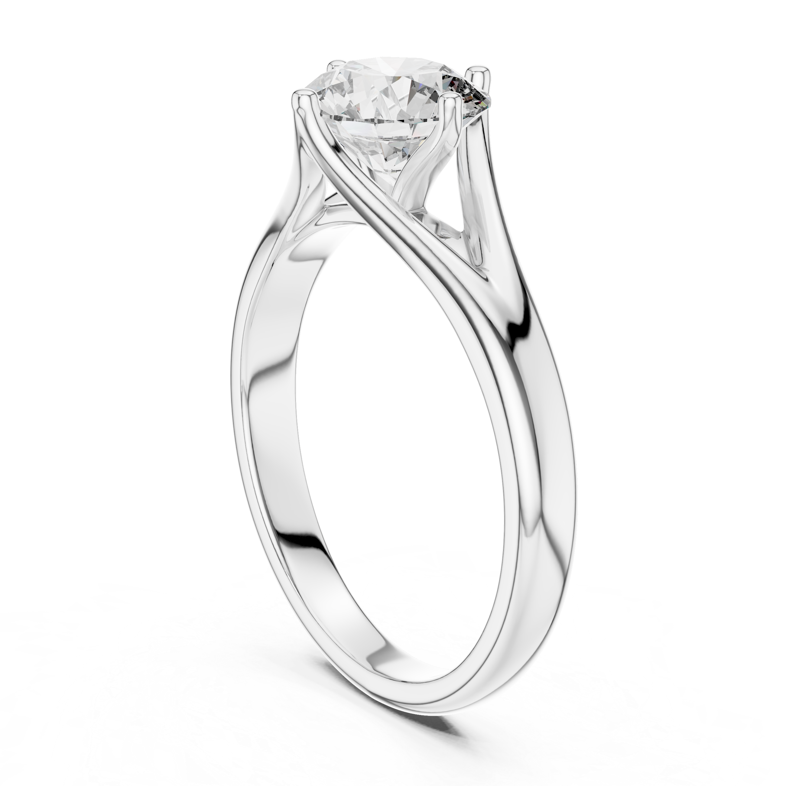 Elegant Cathedral Solitaire Engagement Ring with Tapered Split Shoulder Design