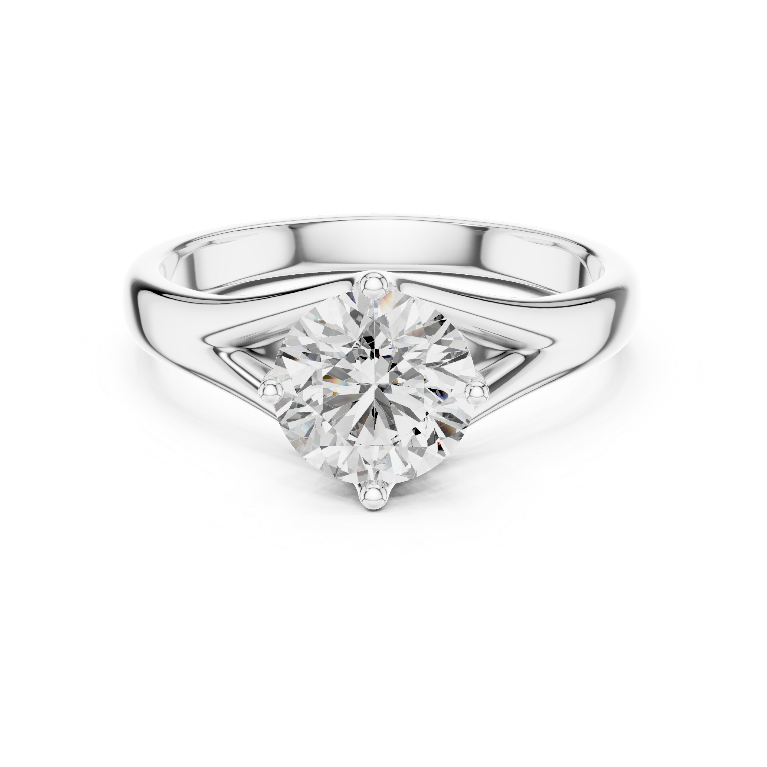 Elegant Cathedral Solitaire Engagement Ring with Tapered Split Shoulder Design