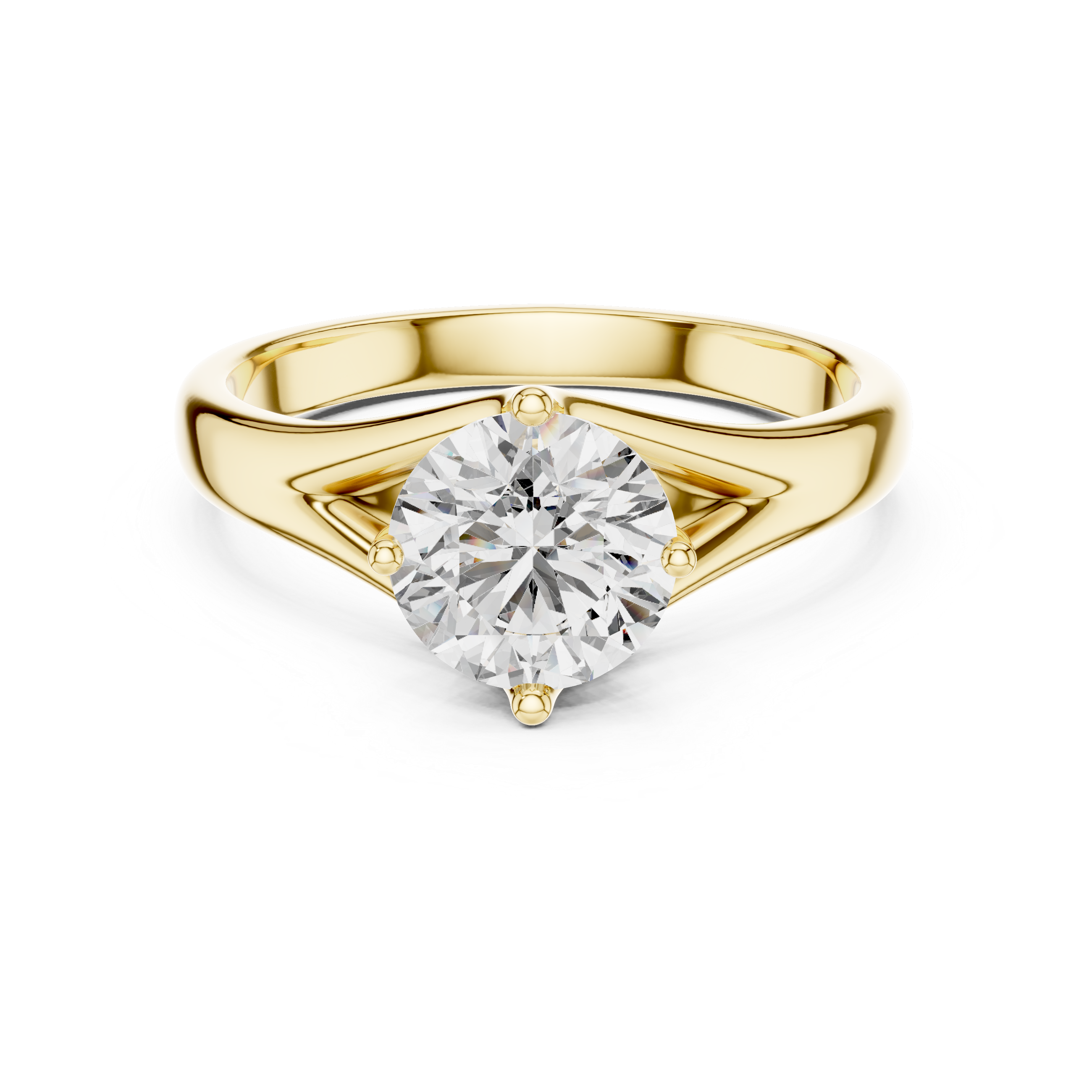 Elegant Cathedral Solitaire Engagement Ring with Tapered Split Shoulder Design