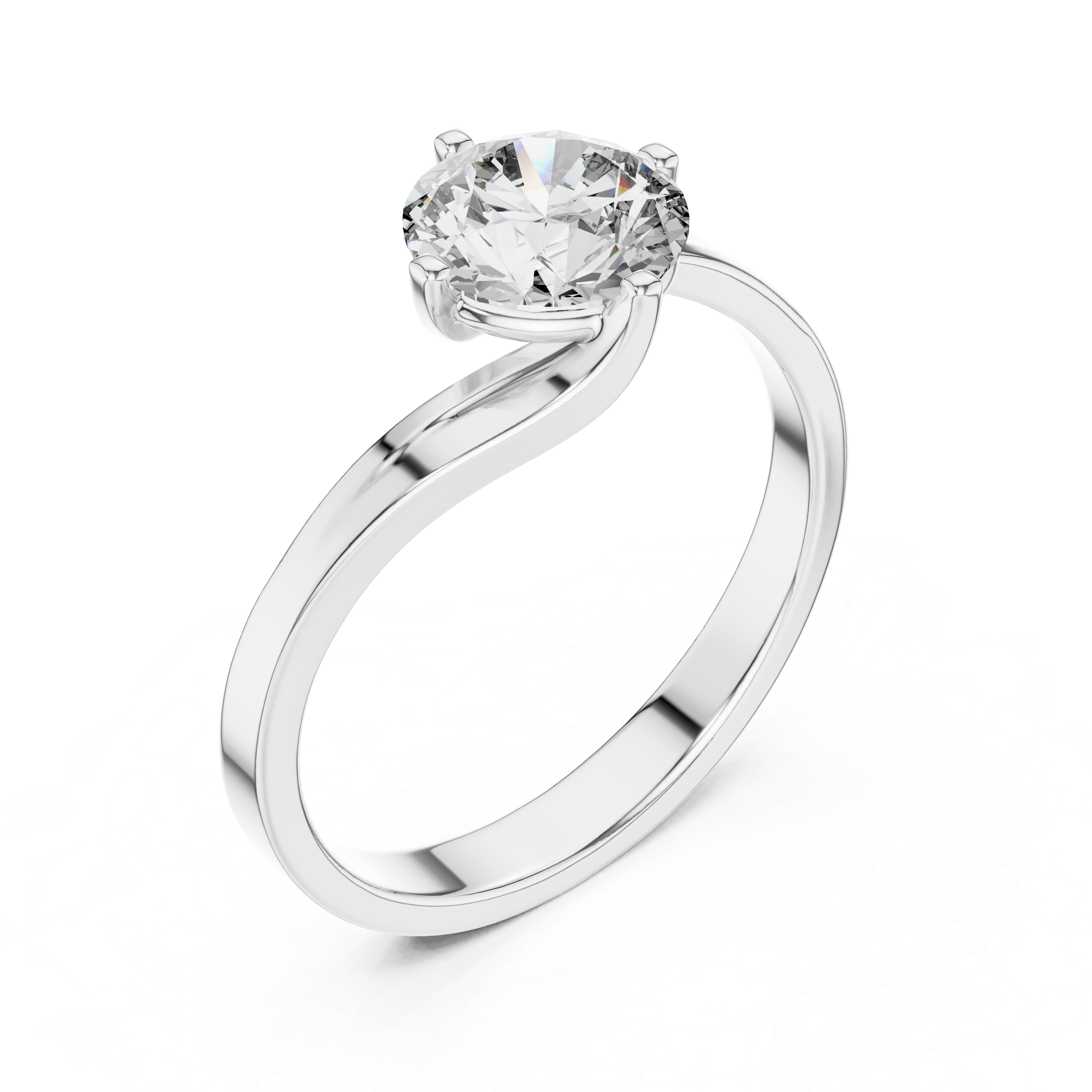 Modern Bypass Solitaire Engagement Ring with Split Shank Design