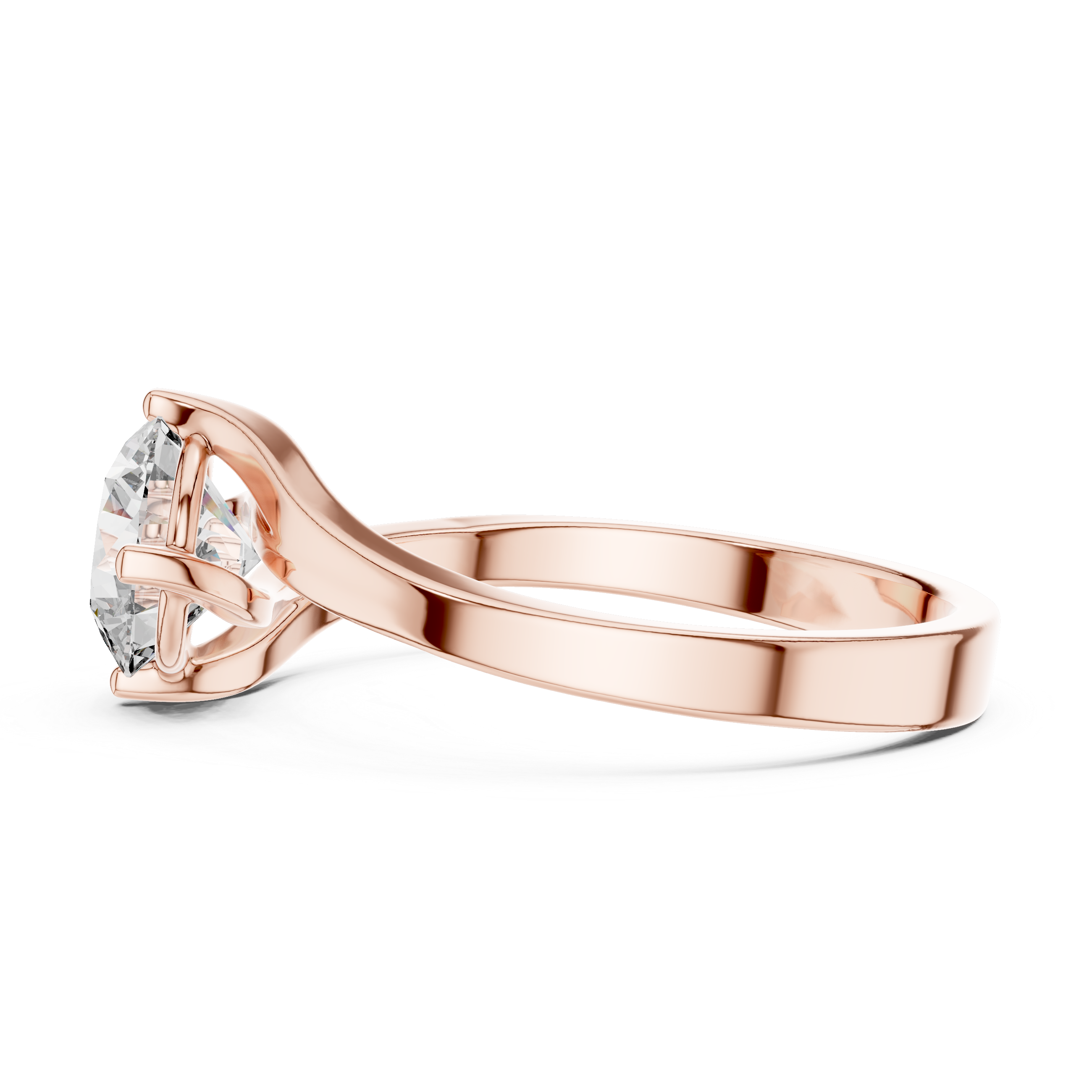 Modern Bypass Solitaire Engagement Ring with Split Shank Design