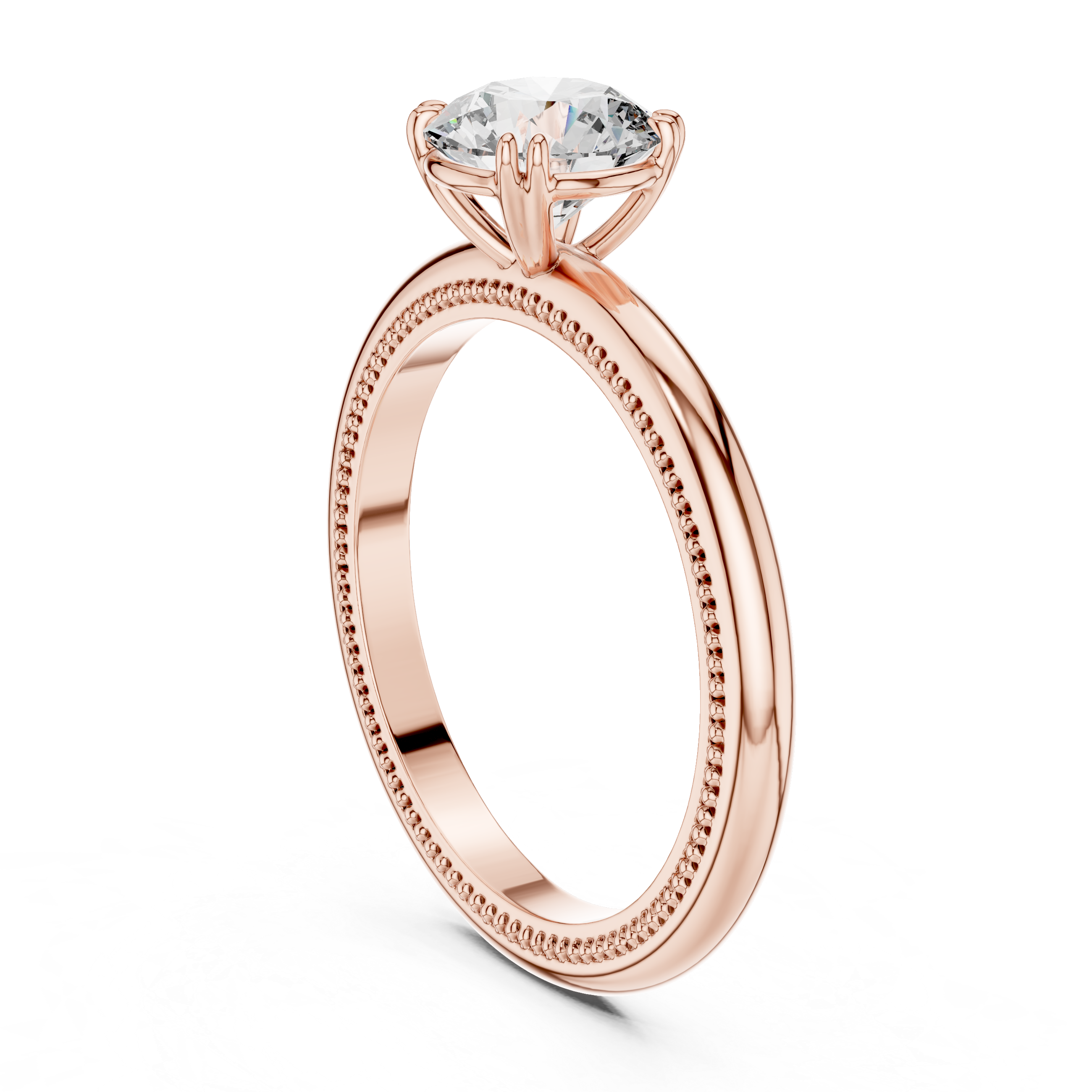 Milgrain Solitaire Engagement Ring with Round Brilliant Diamond
