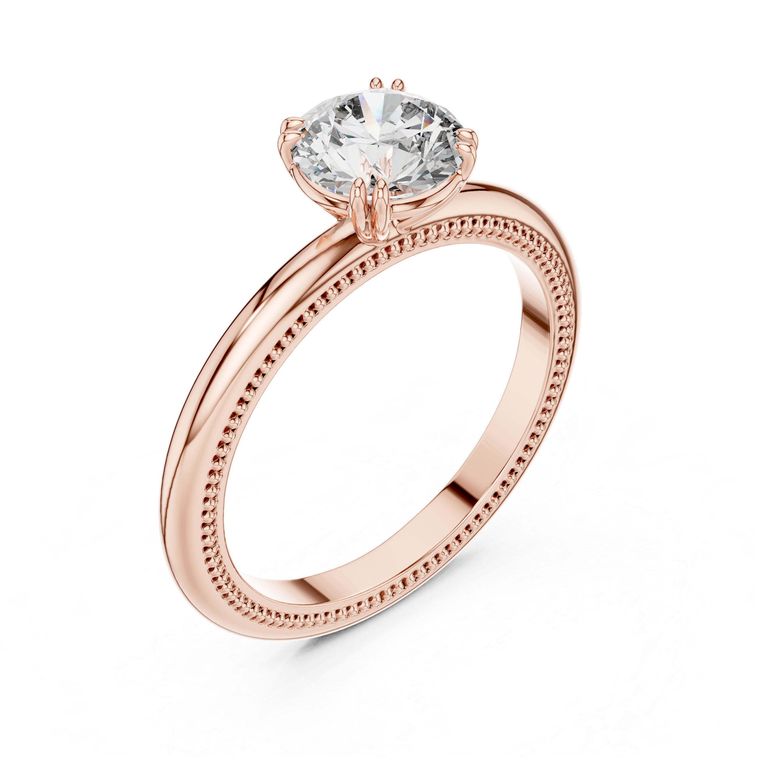 Milgrain Solitaire Engagement Ring with Round Brilliant Diamond