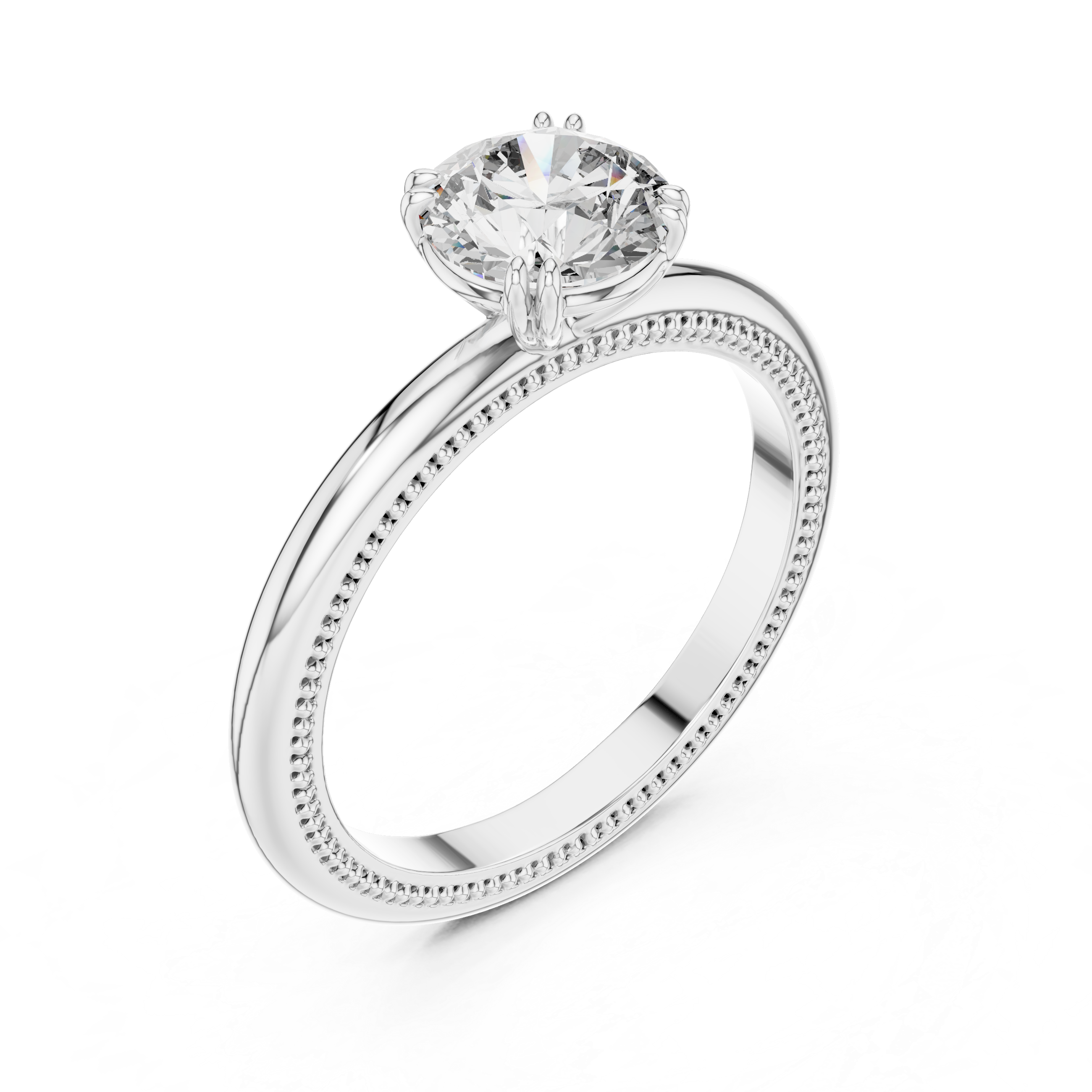 Milgrain Solitaire Engagement Ring with Round Brilliant Diamond