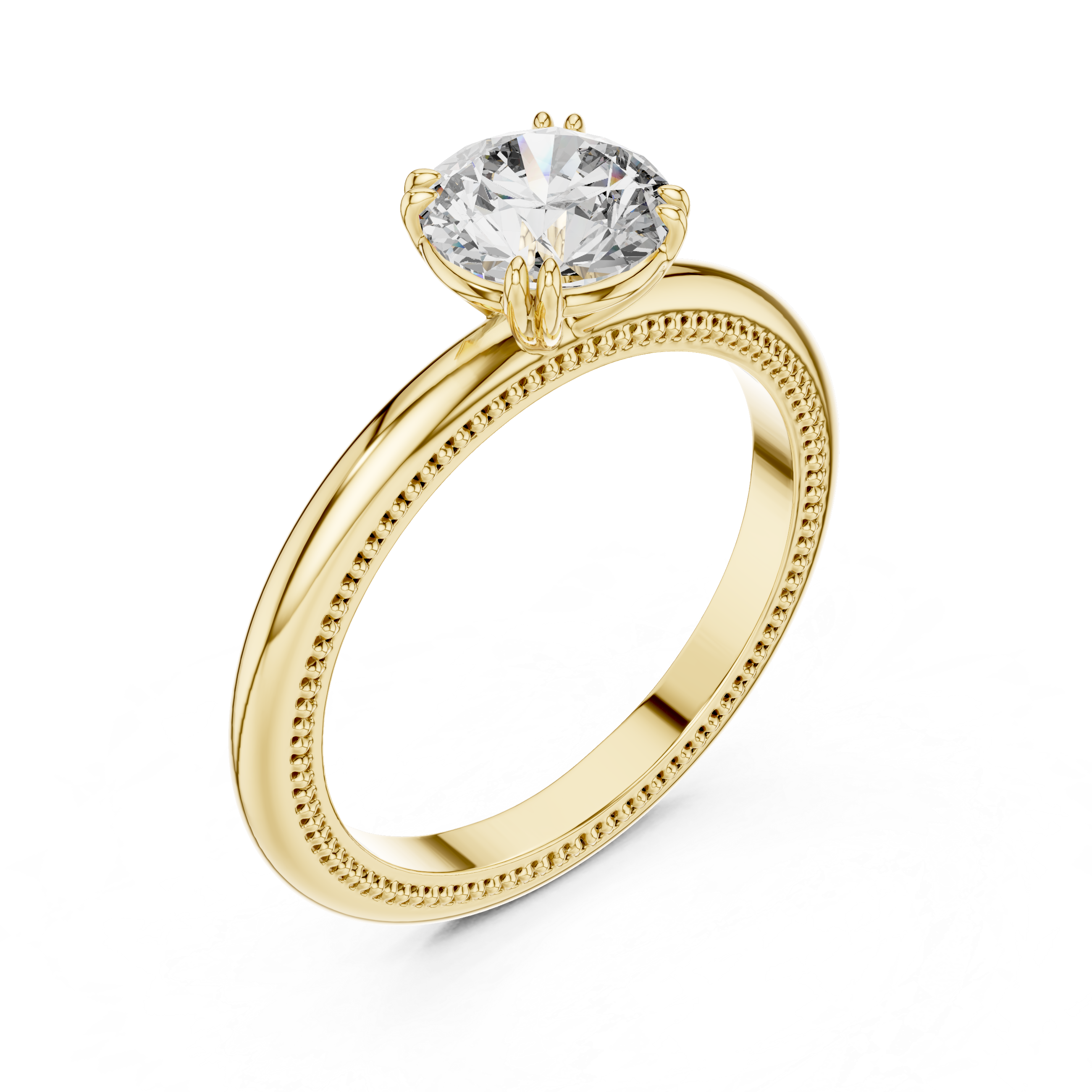 Milgrain Solitaire Engagement Ring with Round Brilliant Diamond