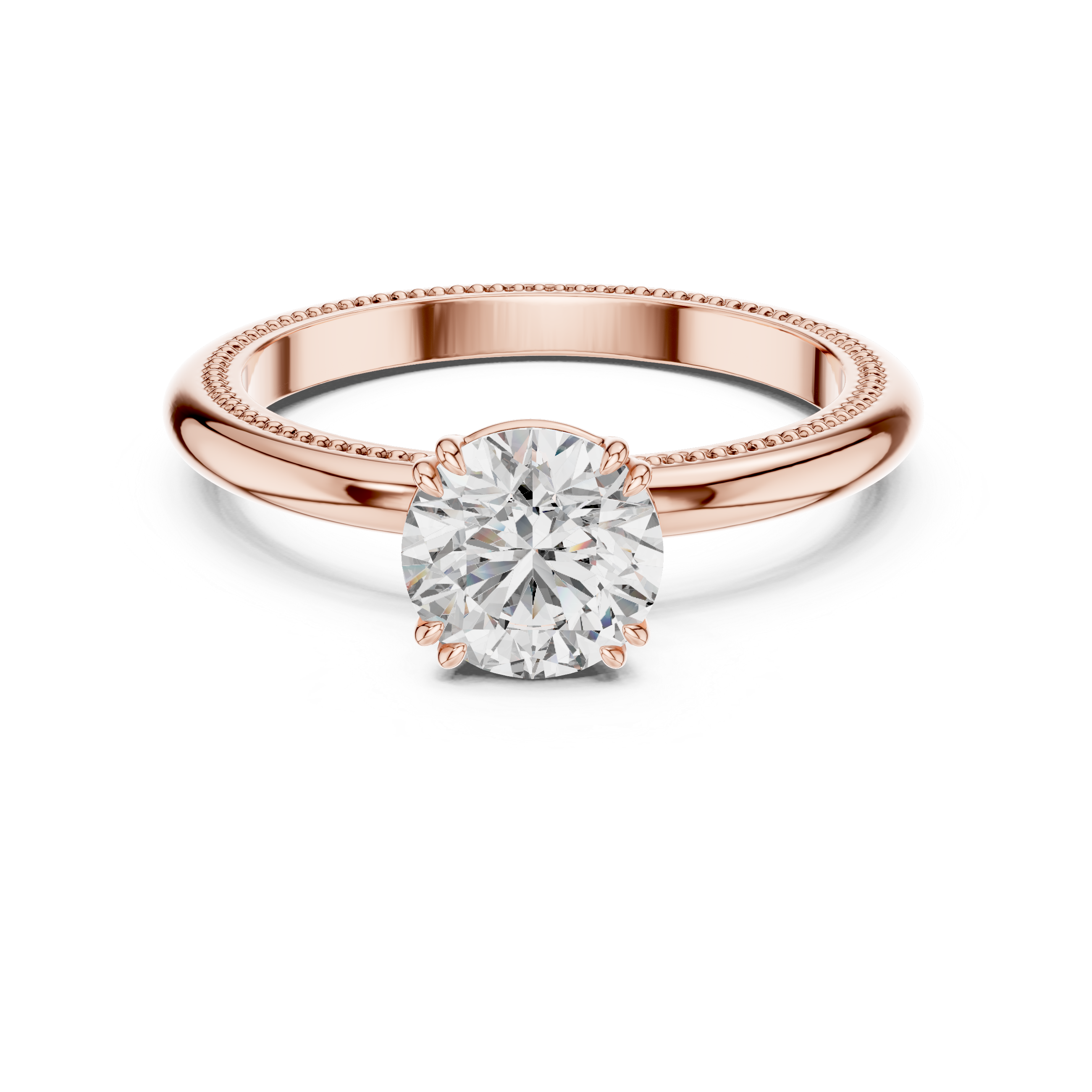 Milgrain Solitaire Engagement Ring with Round Brilliant Diamond