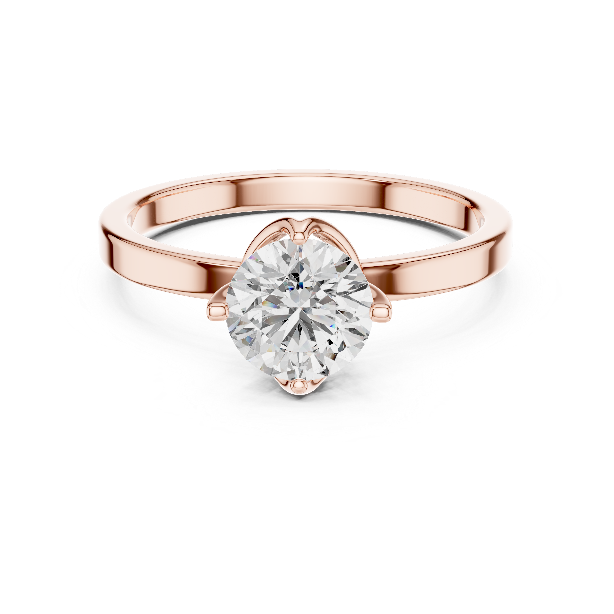 Minimalist Cathedral Solitaire Engagement Ring with Round Brilliant Stone